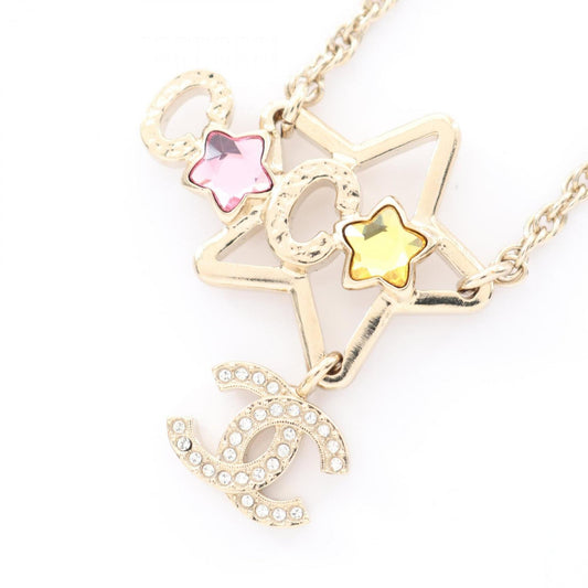 CHANEL Coco Mark Star Necklace with Gold-Plated Rhinestones, Multicolor, for Women