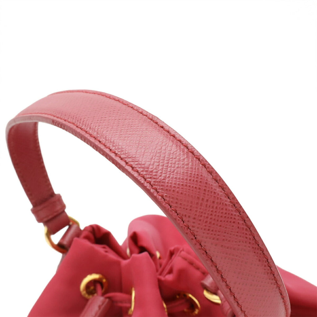 PRADA Prada handbag bucket bag shoulder nylon leather pink 1BH038