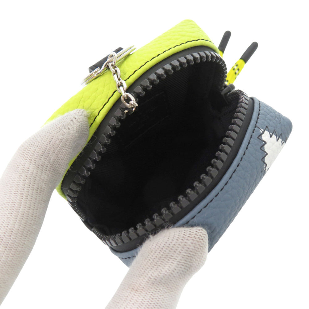 Louis Vuitton Square Pouch Colorblocks M00739 Taurillon Leather Blue-Gray Yellow Accessory Bag Charm LV 0775 LOUIS VUITTON — Like New