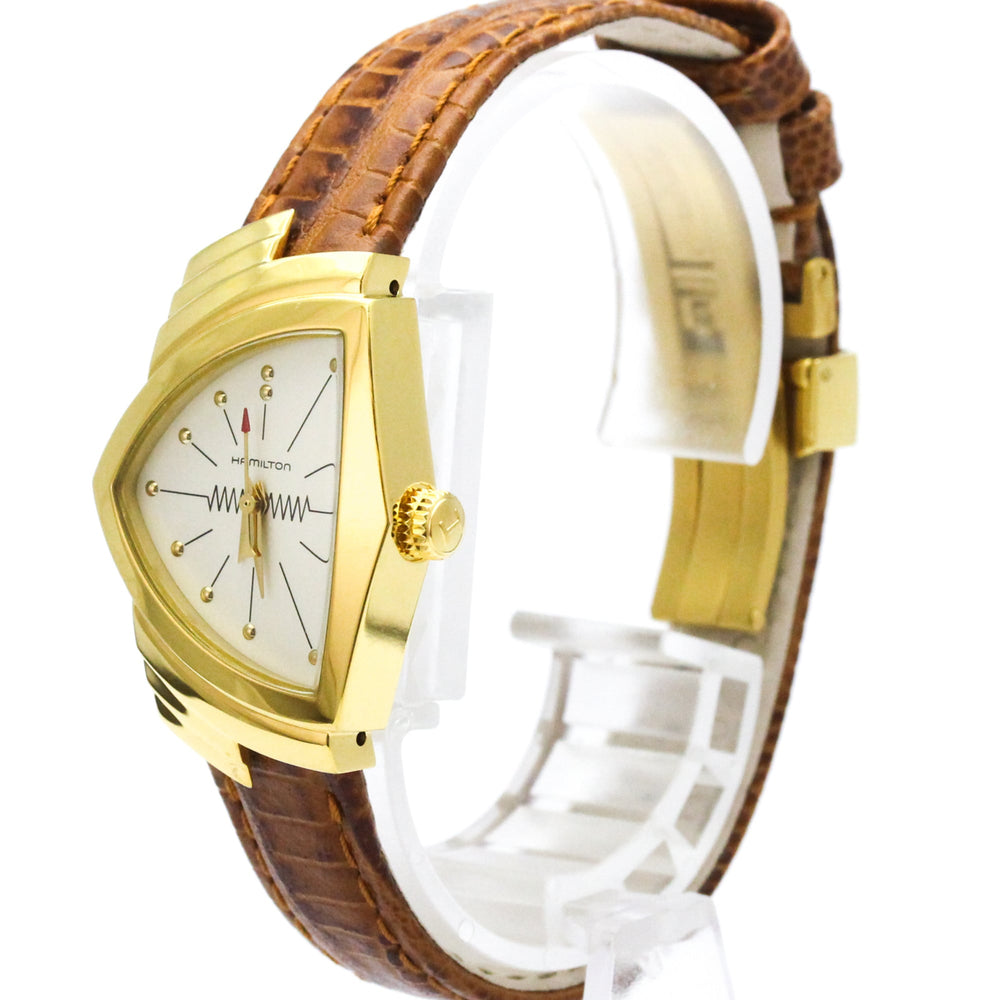 HAMILTON Ventura Gold Plated Leather Quartz Ladies Watch H24101511 — Very Good