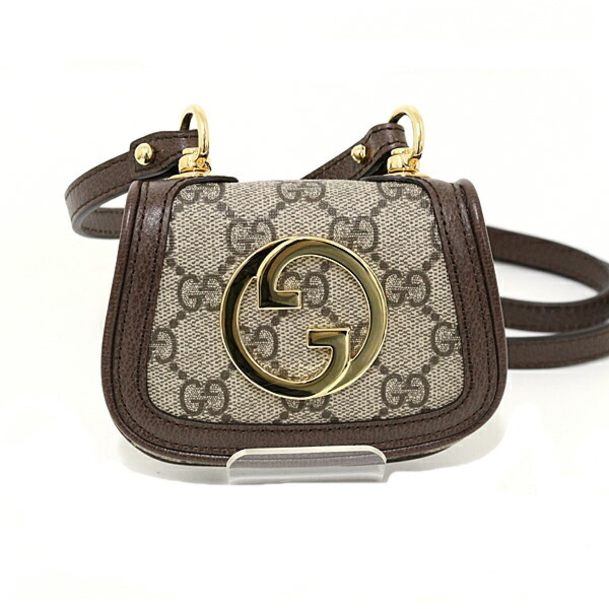 GUCCI Blondie Card Case Wallet GG Supreme Canvas Shoulder Bag 698635 Beige/Ebony — Like New
