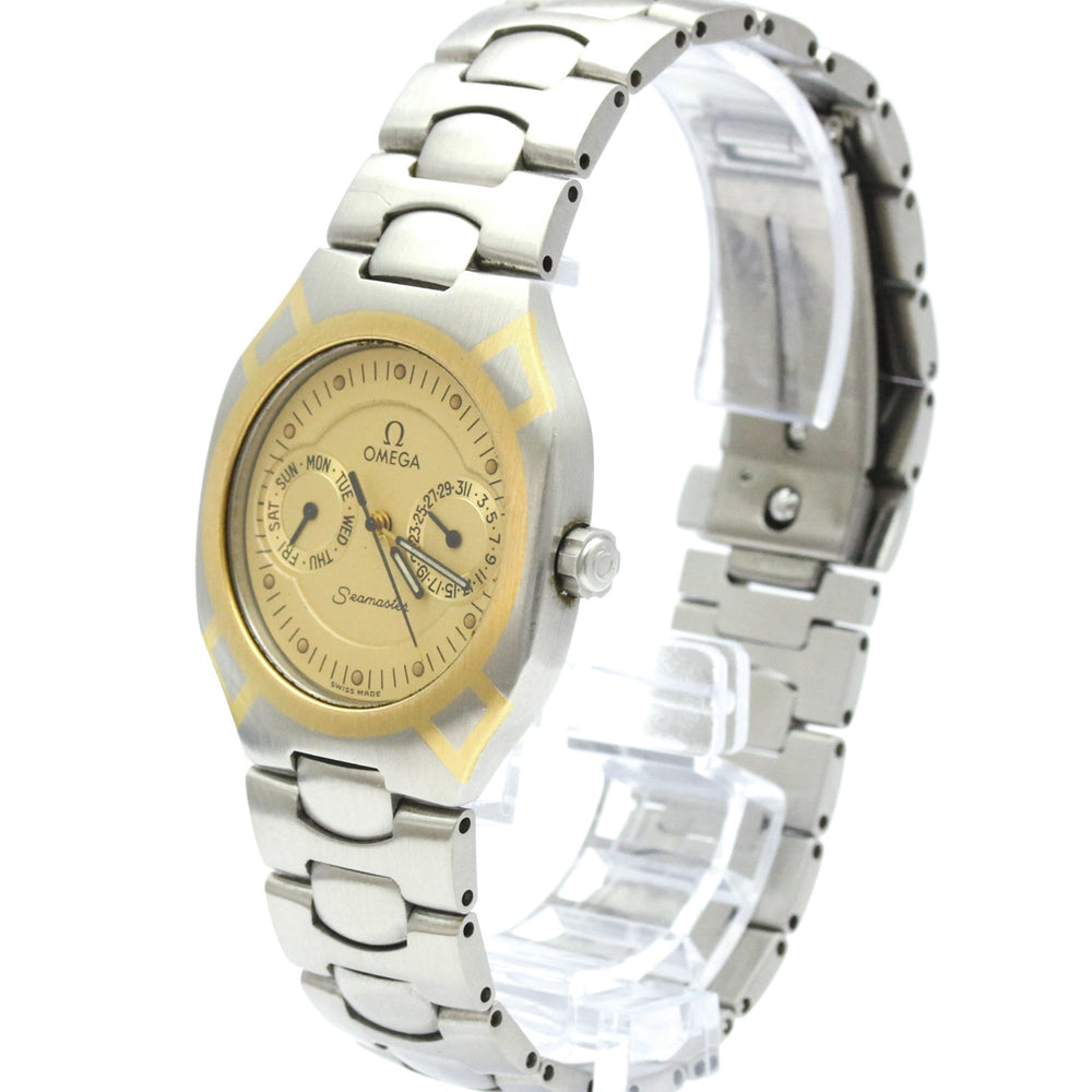 OMEGA Seamaster Polaris Day Date 18K Gold Steel Watch 396.1022 Polished — Very Good