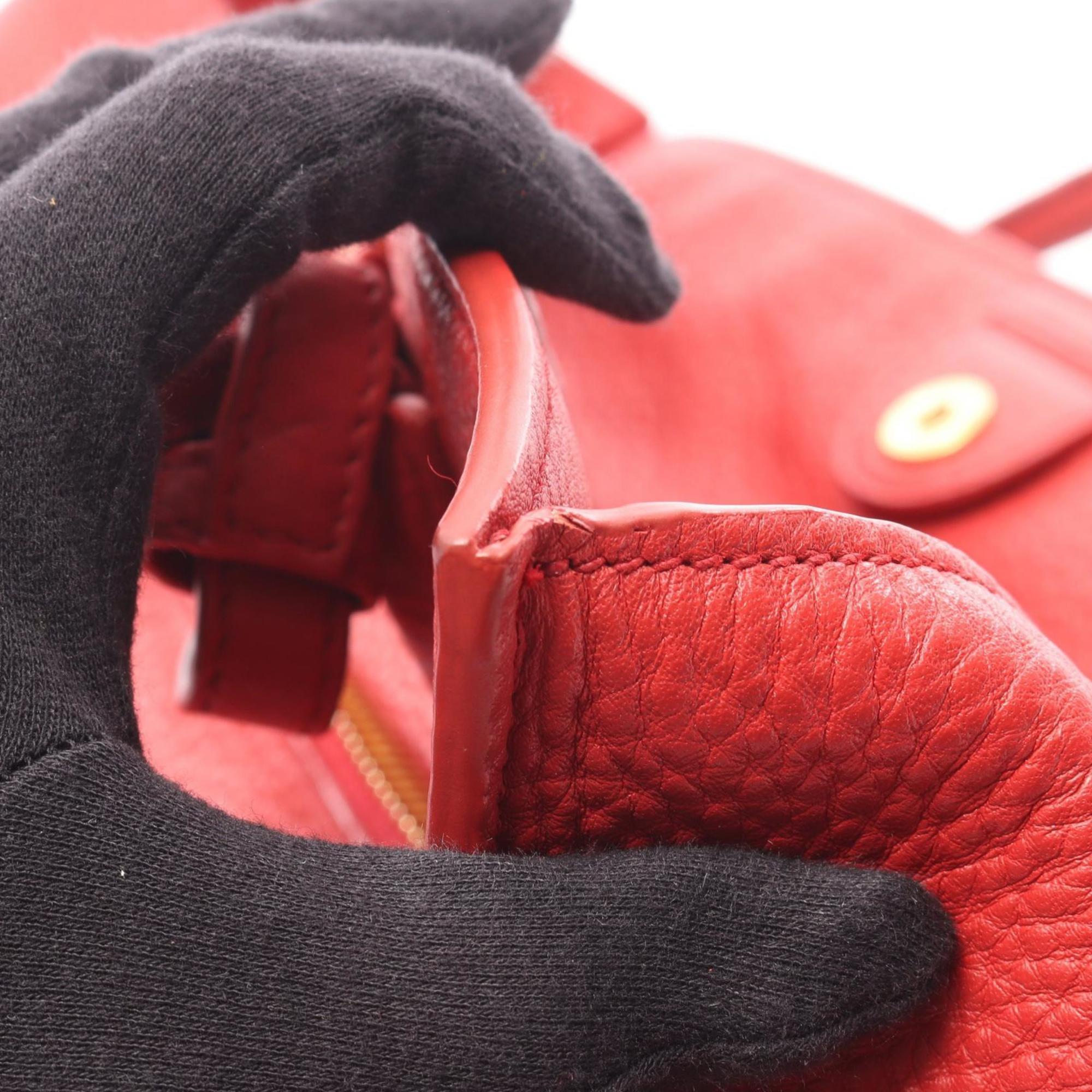 Prada Vitello Phenix Tote Bag, Leather, Women's, Red, BN2795