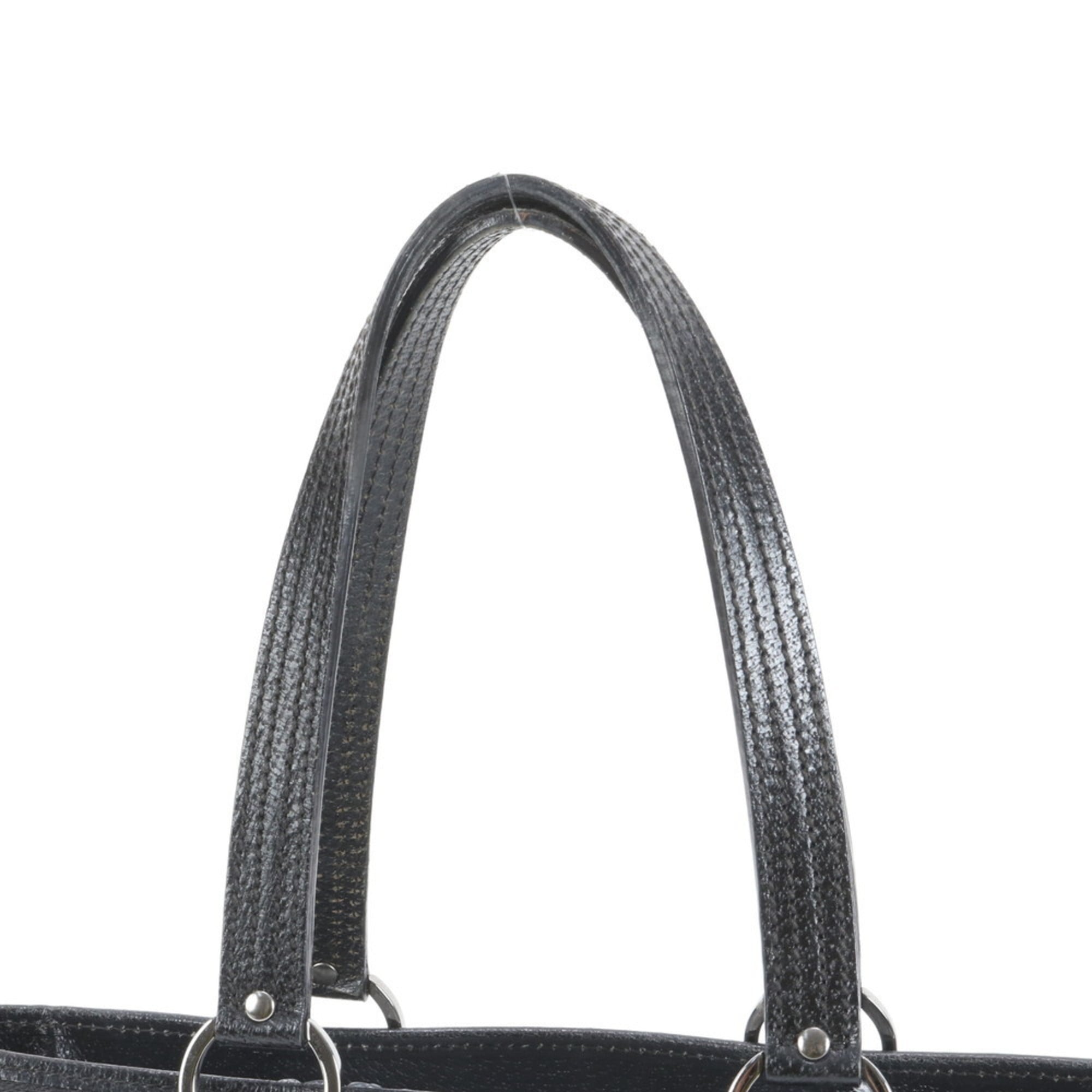 Gucci GG Canvas 113019 Leather Tote Bag Shoulder Handbag Black Women's