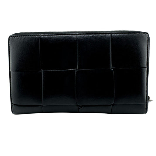 Bottega Veneta BOTTEGAVENETA Cassette Round Long Wallet Black Men's