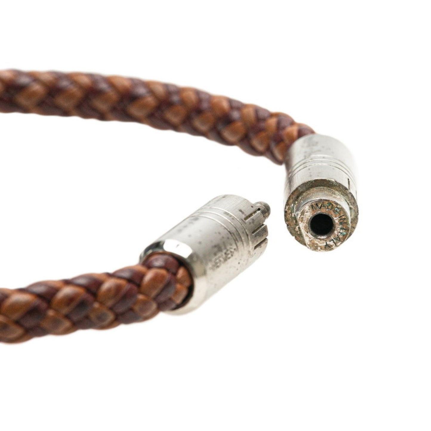 Hermes Hermès Goliath Bracelet in Brown and Silver Leather Metal for Women