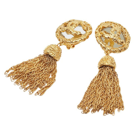Vintage Chanel Coco Mark Yougan Tassel Earrings, Gold Plated, Women's, CHANEL