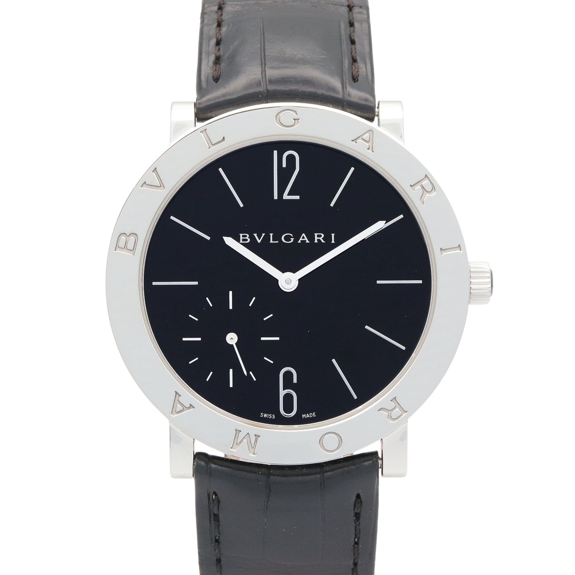 Bulgari BVLGARI Roma Finissimo Watch Stainless Steel Leather Men's Black BB41SXTRO — Very Good
