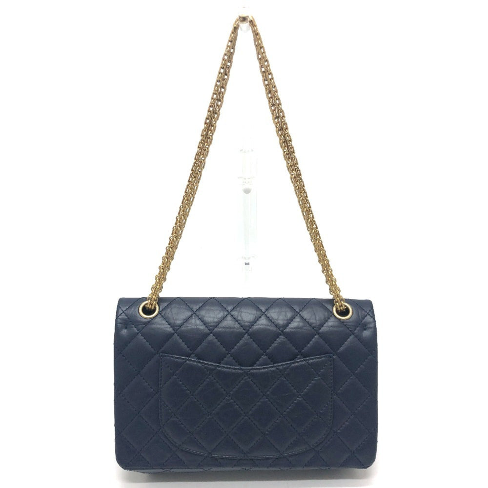 CHANEL Chanel Matelasse Double Flap 2.55 Bag Shoulder Crossbody Leather Women's Navy — Like New