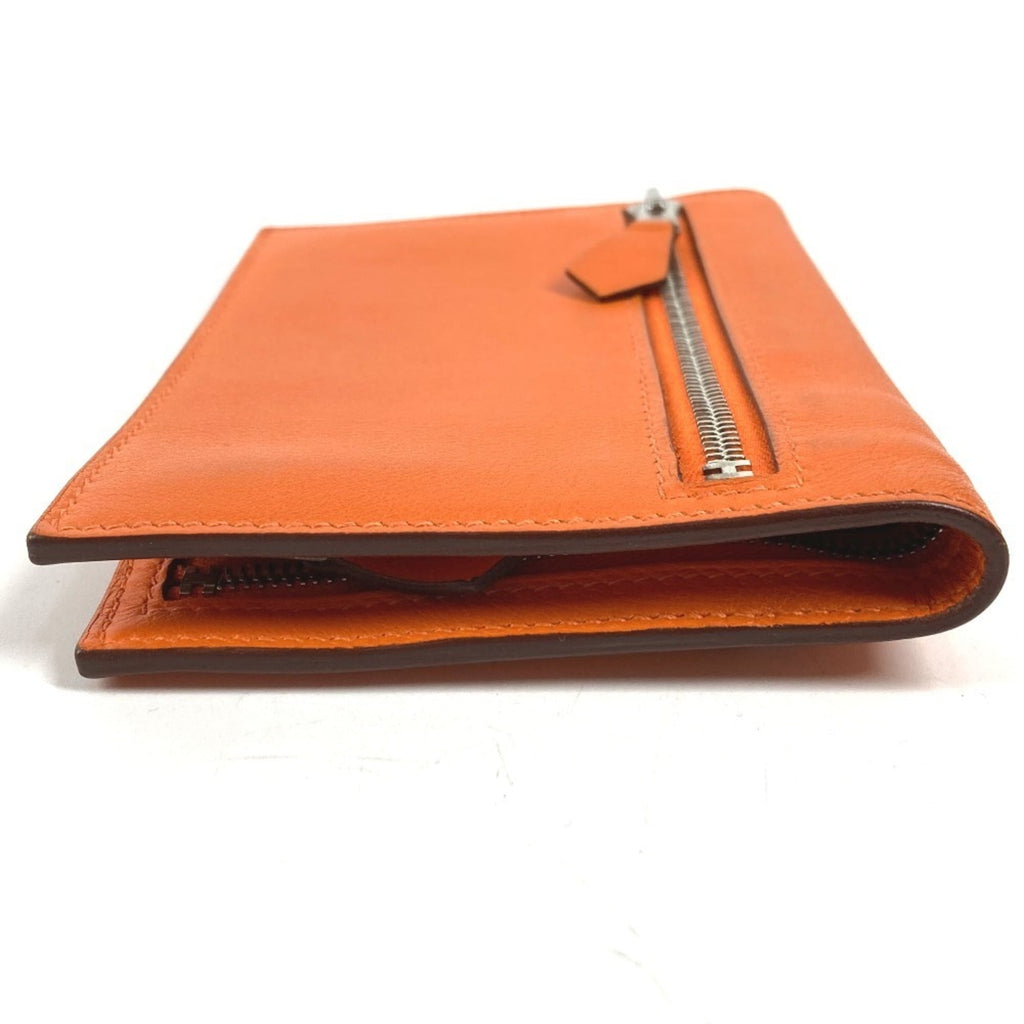 HERMES Zip Zap Compact Wallet, Bifold Swift, Men's and Women's, Orange
