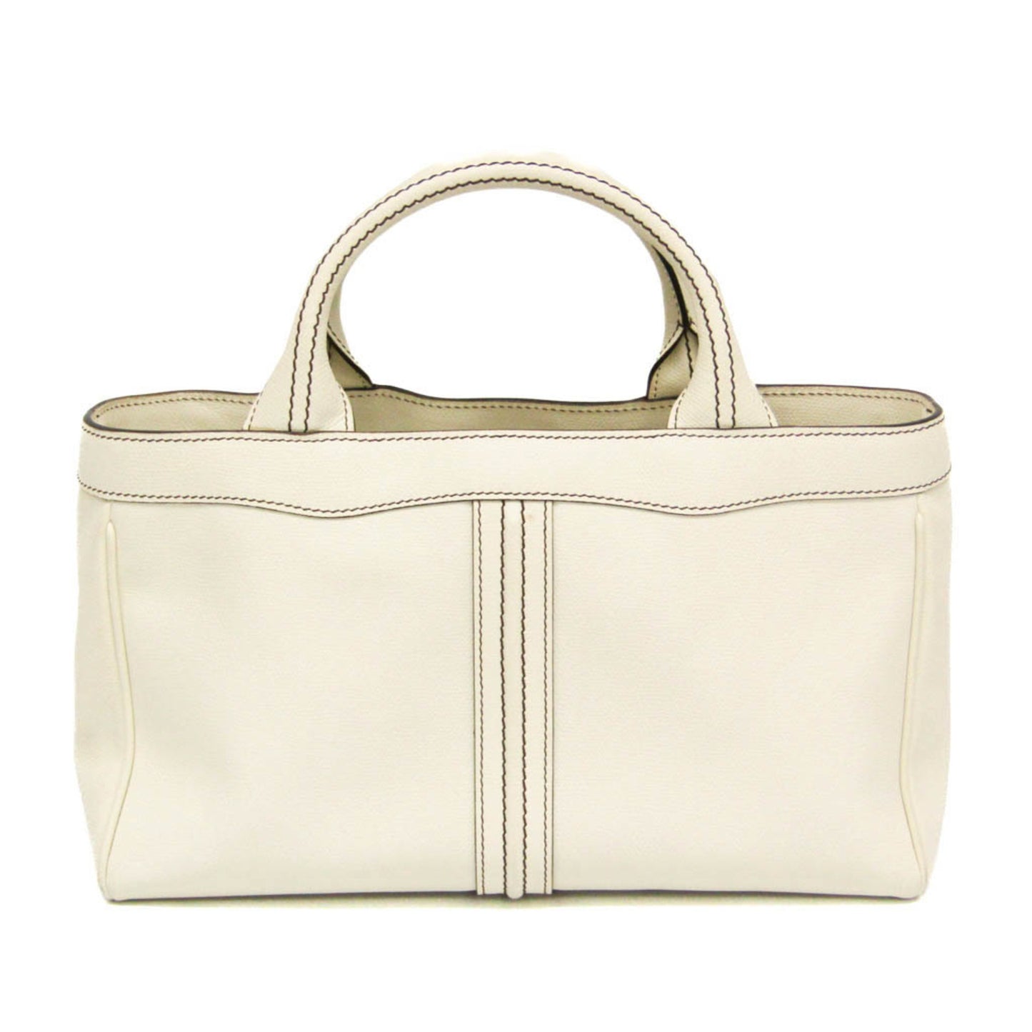 Valextra V5U41 J Bag Women's Leather Handbag Off-white