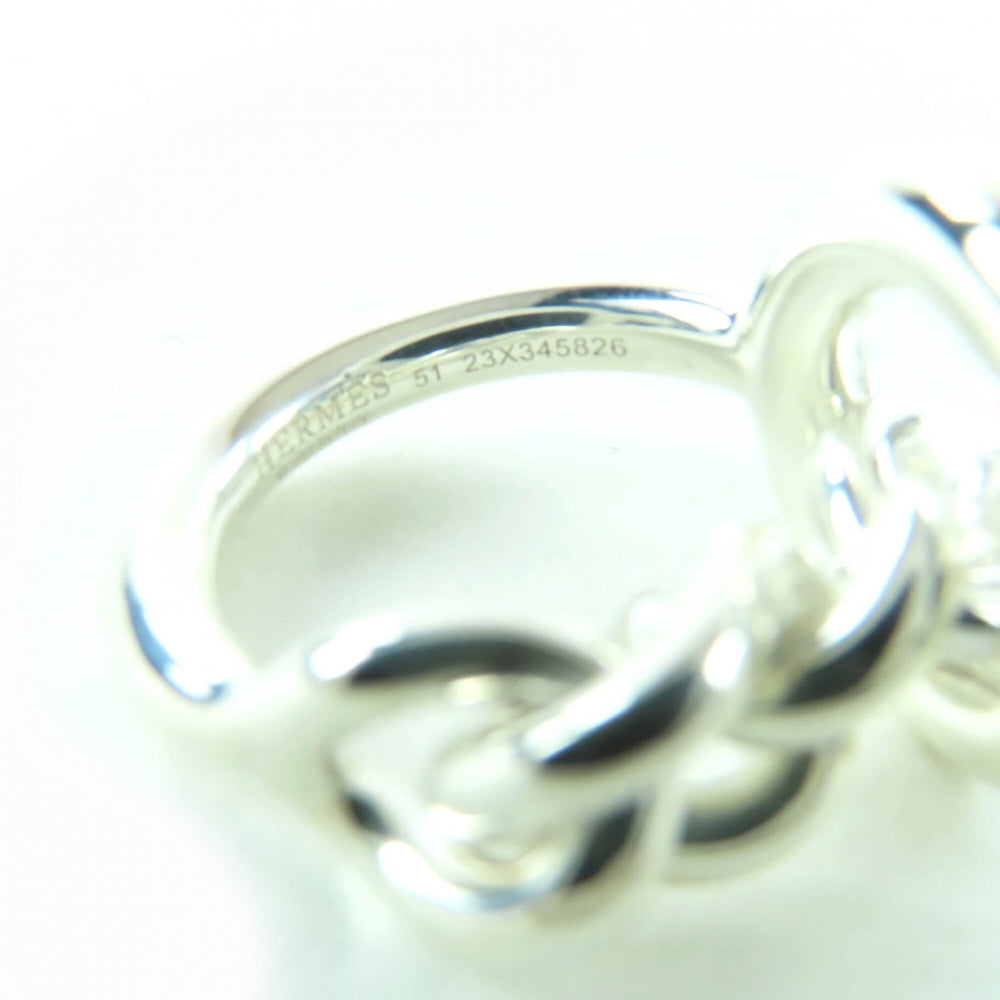 HERMES Croisette GM AG925 Ring, Silver, Size 51 (approximately equivalent to Japanese size), Weight: 14.6g, Women's — Like New