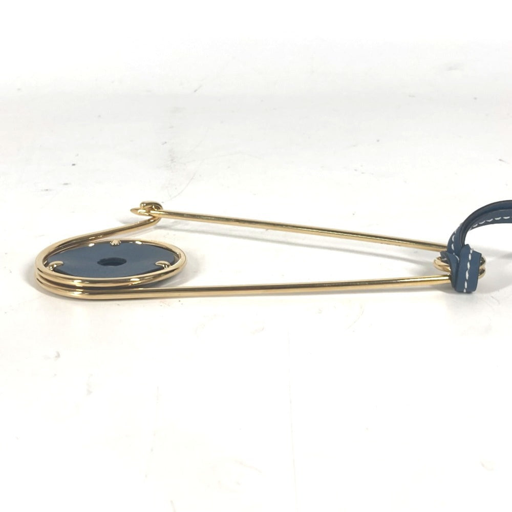 LOEWE Brooch Metal Leather Men's Women's Gold MO-241124-16 — New - Store Return