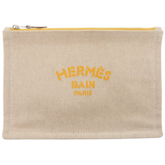 Hermes Like new Hermès New Yachting PM cotton beige pouch 0158 — Like New