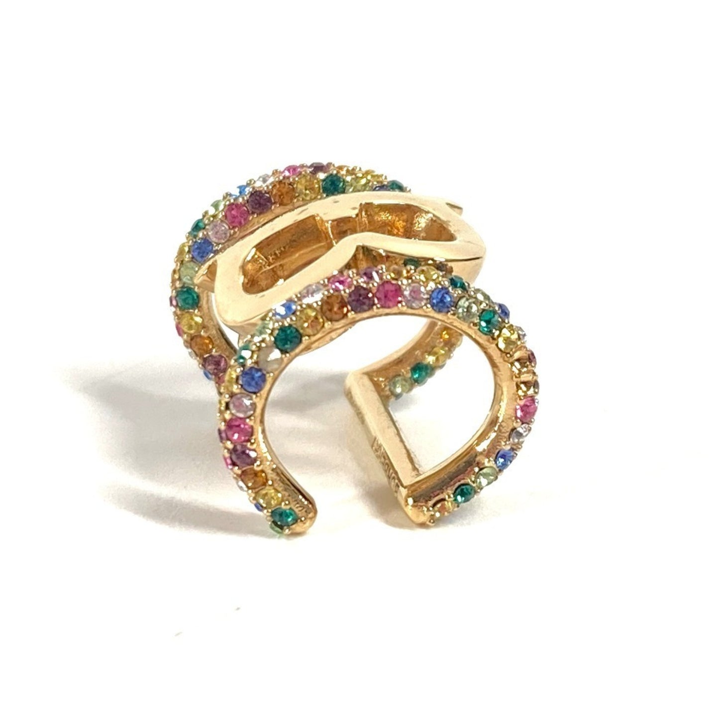 BURBERRY Burberry Logo Rhinestone Ear Cuff Accessory TB Rainbow Earrings Metal Men Women Gold