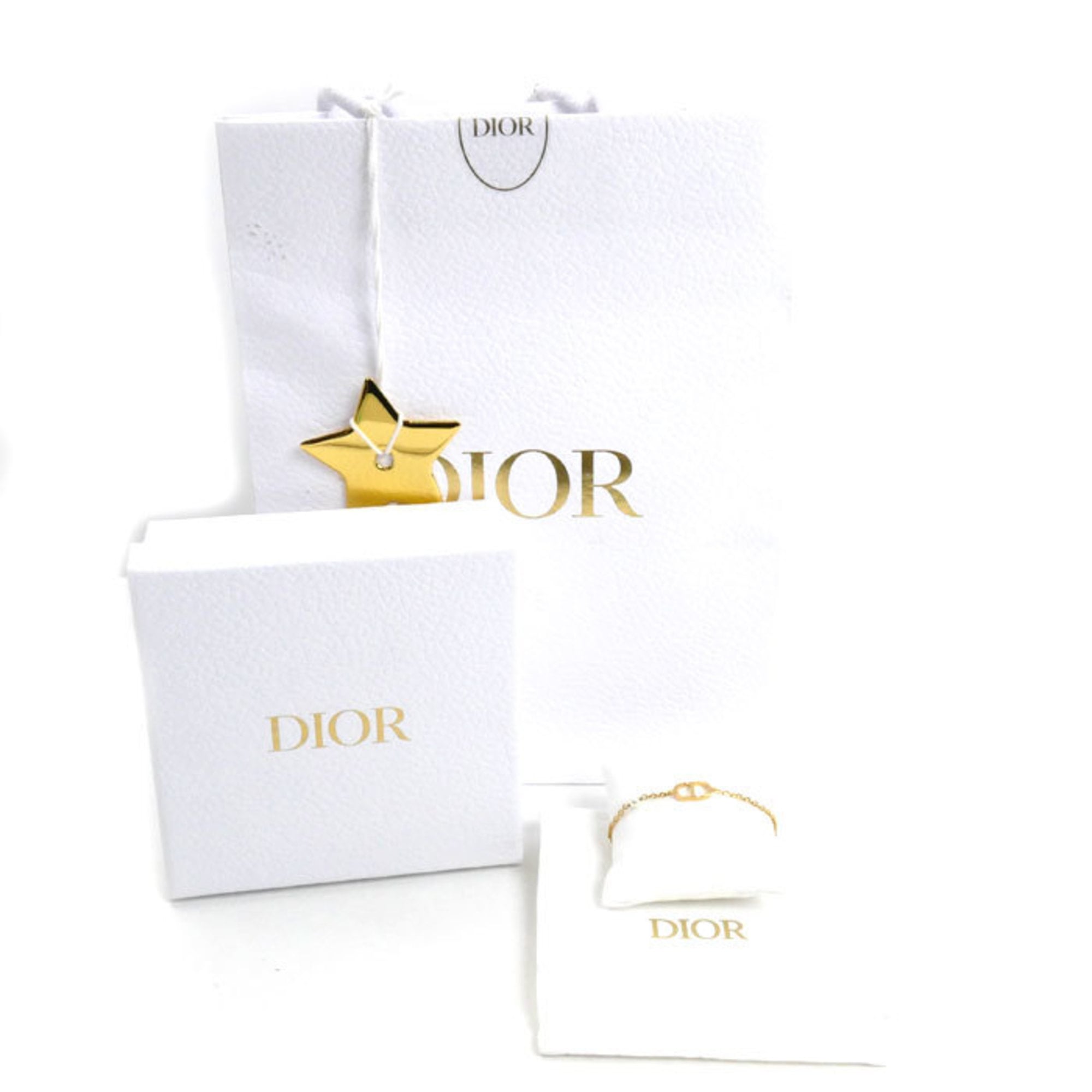 Christian Dior Petit CD Bracelet (Metal/Resin Pearl) B1310PTCRS_D301, Size 16.5-19cm, Women's, Pre-owned, Excellent Condition