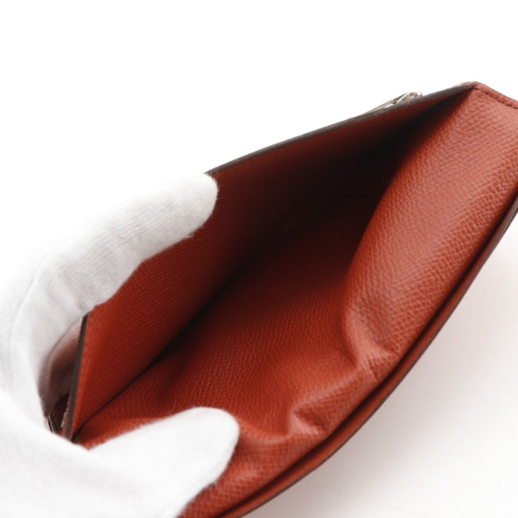 Hermes Hermès Bean Long Wallet, Epsom Leather, 2003, Orange, Women's