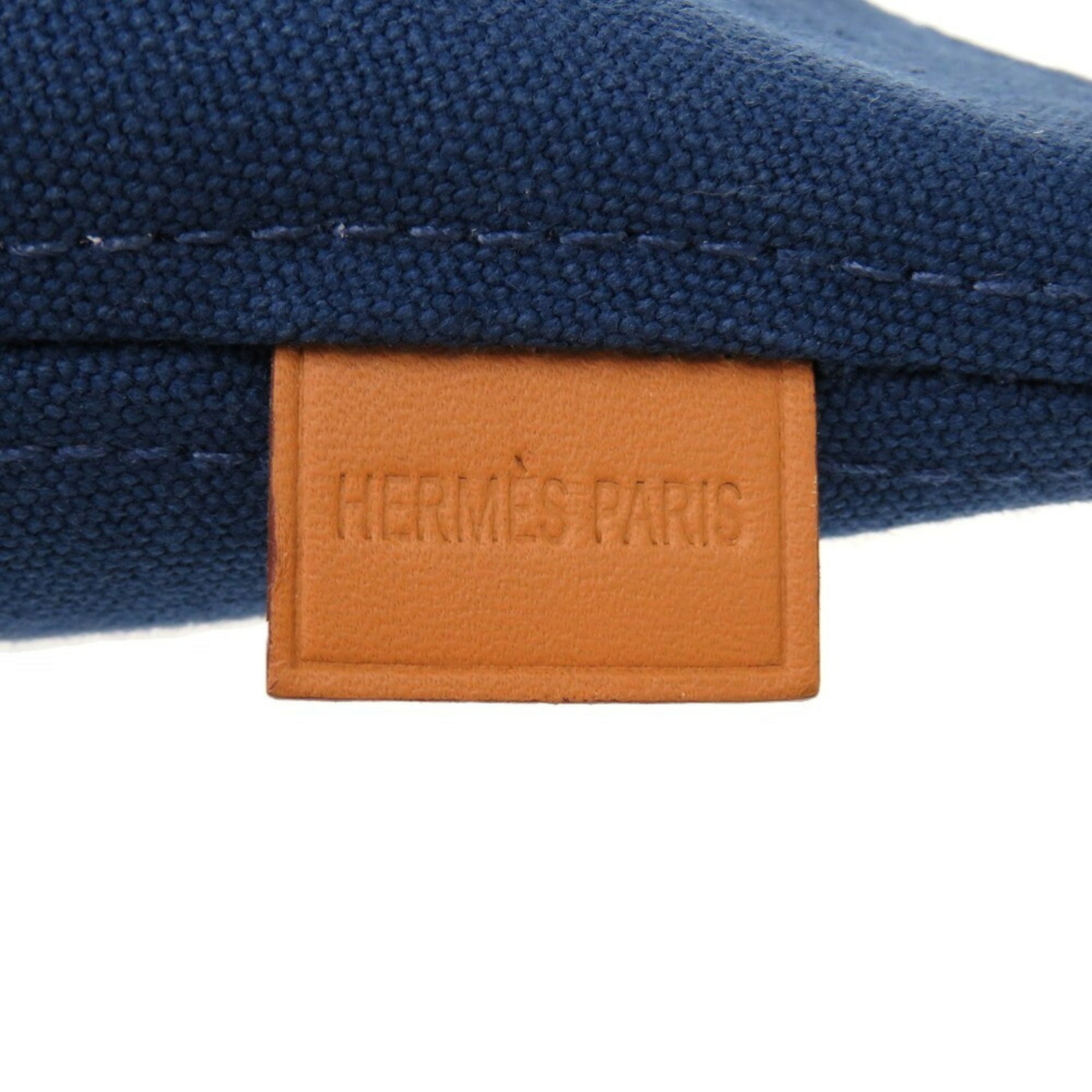 Hermes Like new Hermès Palmire trapezoid pouch, canvas and cotton, CORAIL, indigo blue, 1583 — Like New