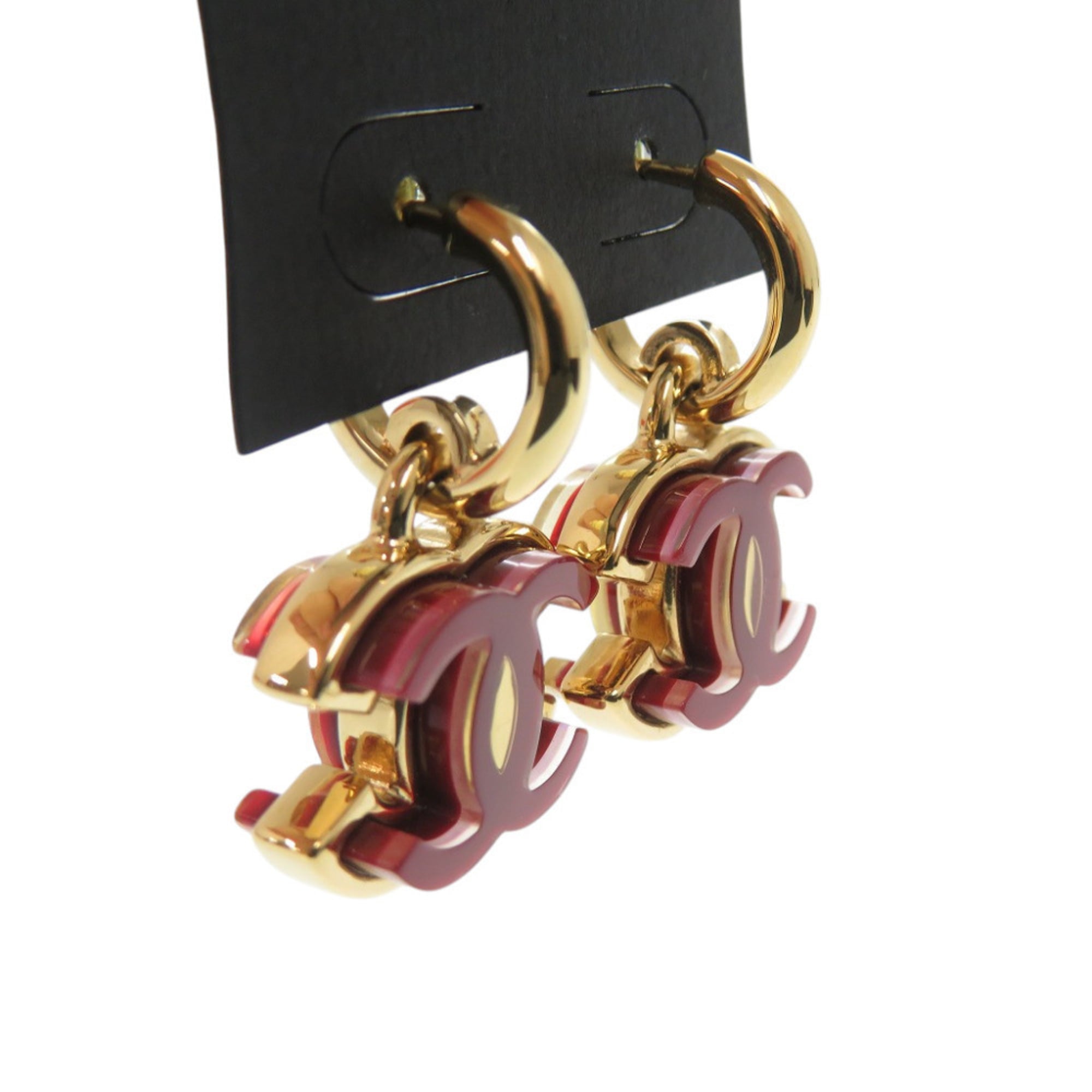 Chanel Coco Mark Metal Red Gold Earrings 1106CHANEL — Like New