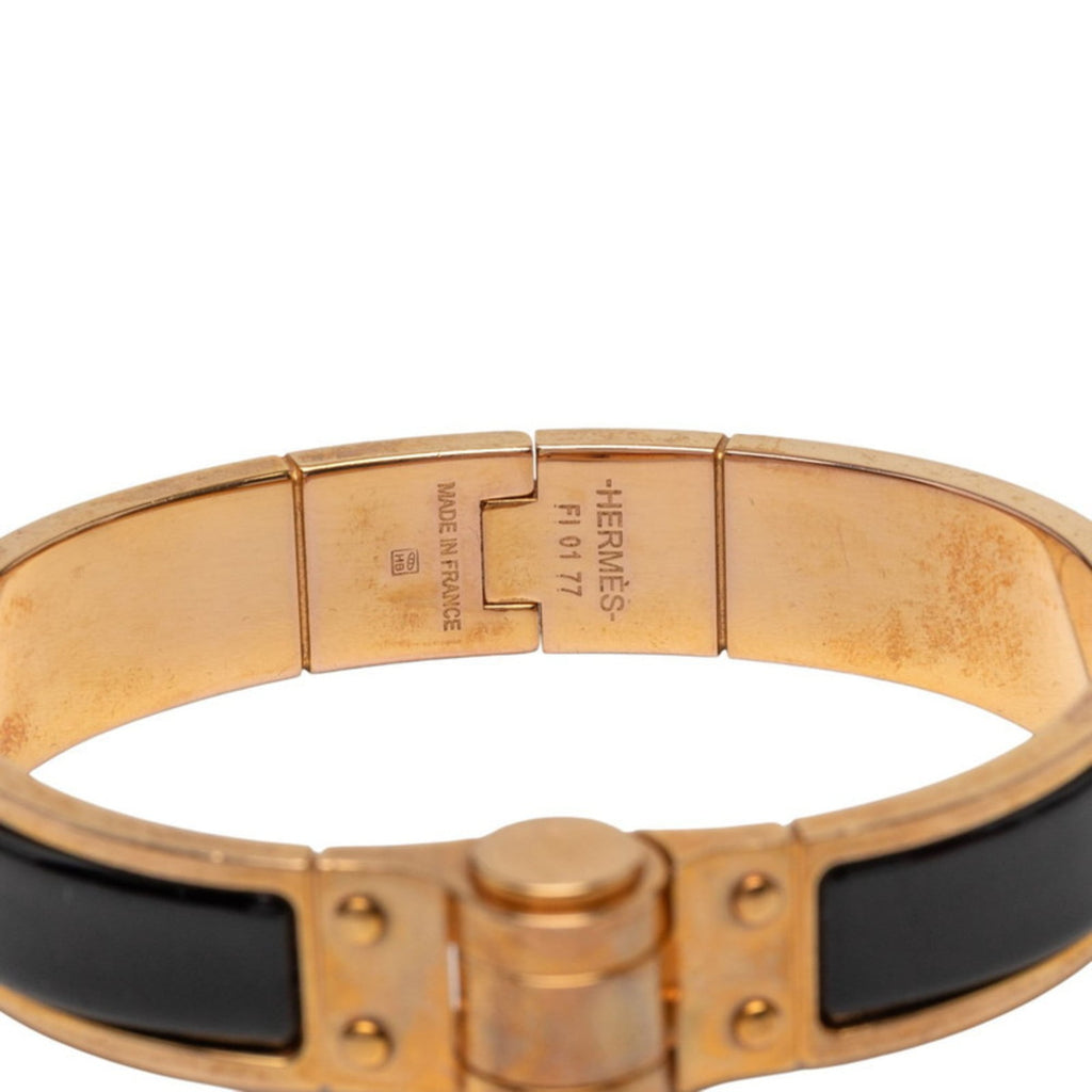 Hermès Charnière PM Bangle, Gold and Black Plated, Women's, HERMES