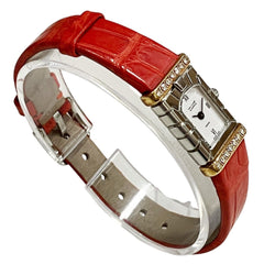 Van Cleef & Arpels Facade Watch, Total Weight 12.9g, Stainless Steel, Genuine Leather Strap, Quartz Movement, White Dial, 531963T5 — Good