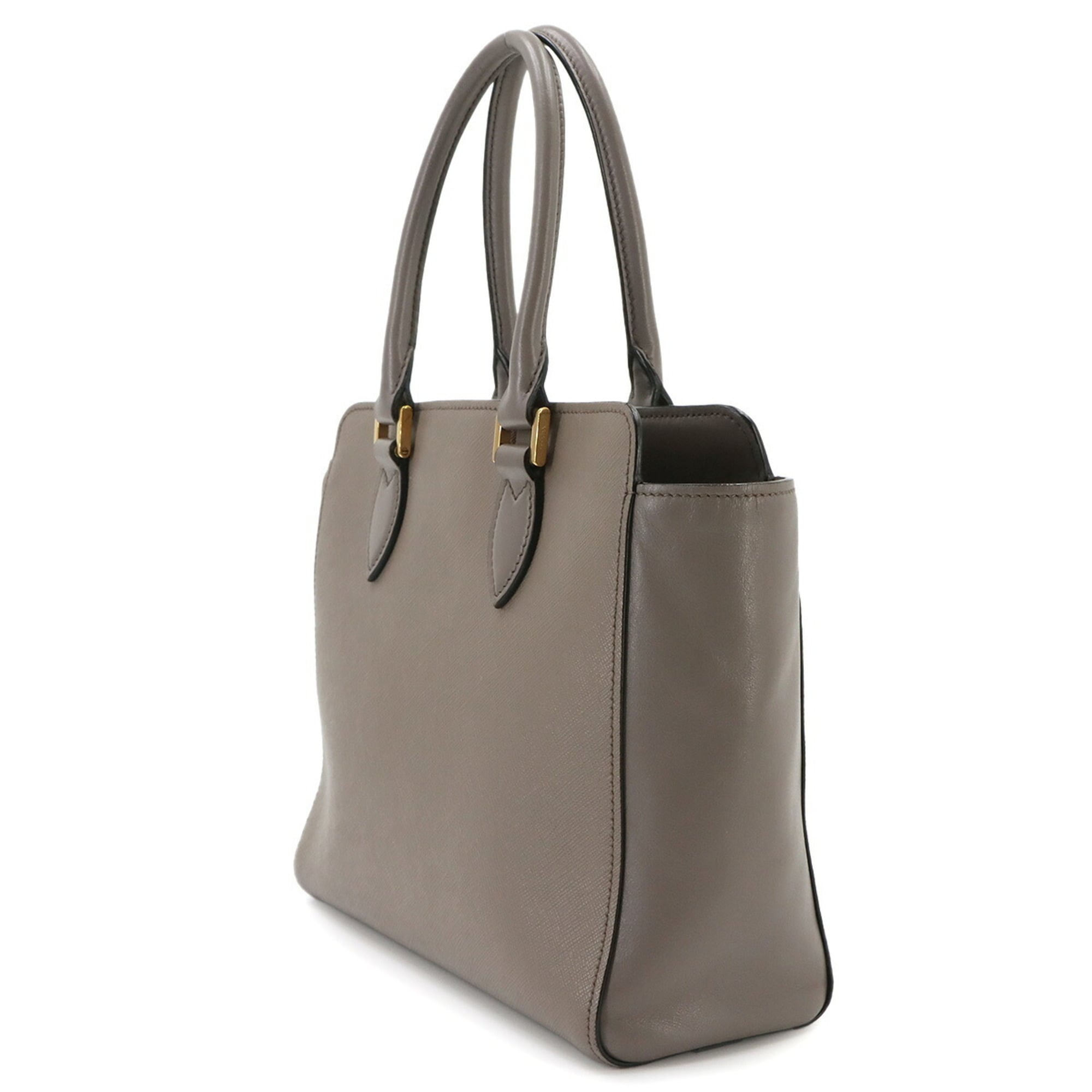 Prada Saffiano 2-way Hand/Shoulder Handbag, Leather, Gray, 1BA113 — Like New