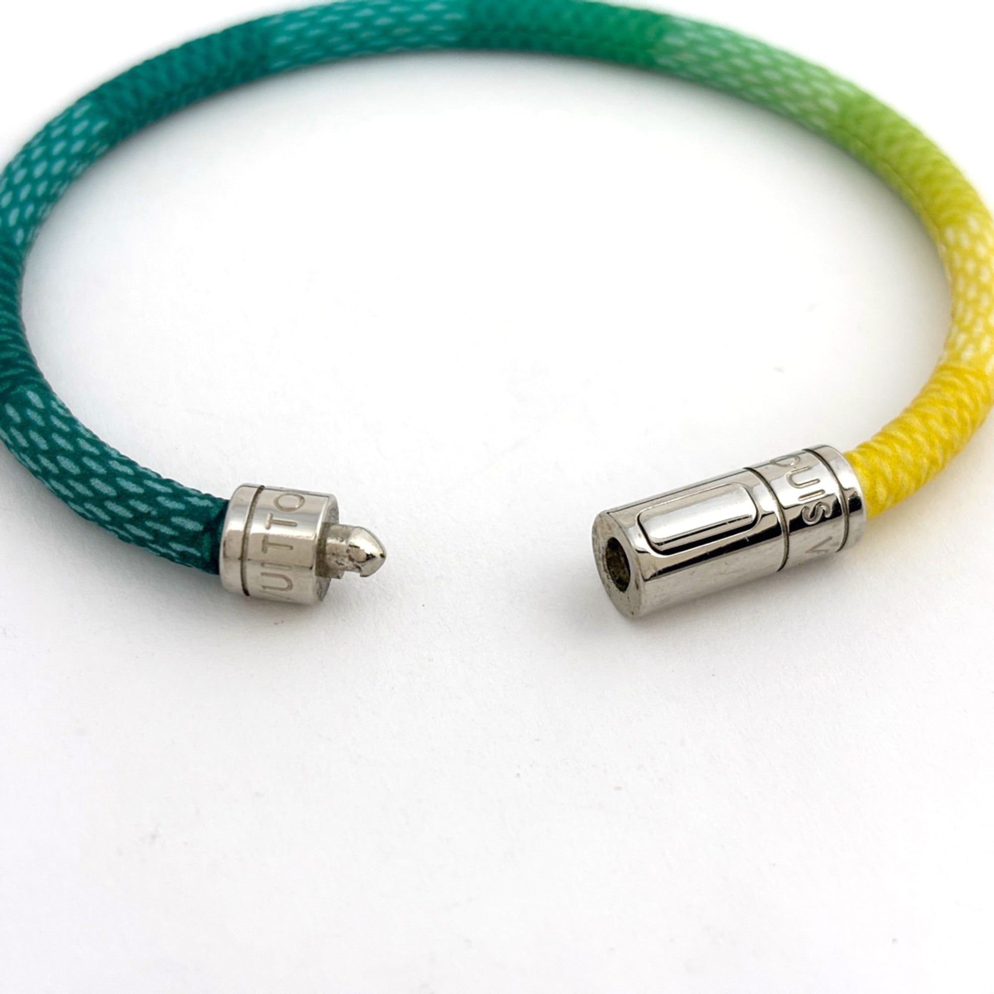 Louis Vuitton Keep It Damier Stripe Bangle Bracelet in GP Green and Yellow for Women