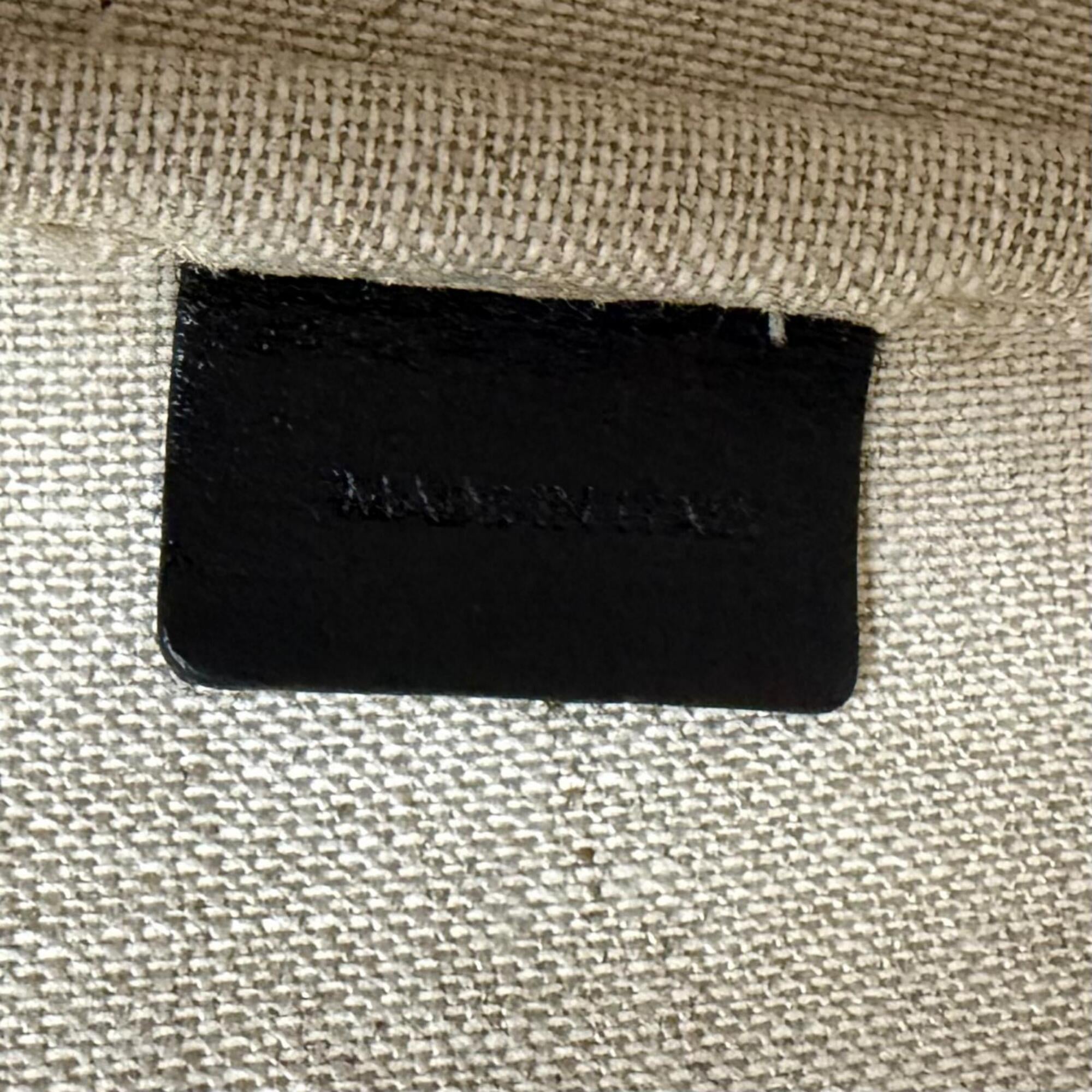 CELINE 19144 Small Bucket Triomphe Canvas & Calfskin Shoulder Bag, Off-White/Black, Made in Italy, Women's — Like New