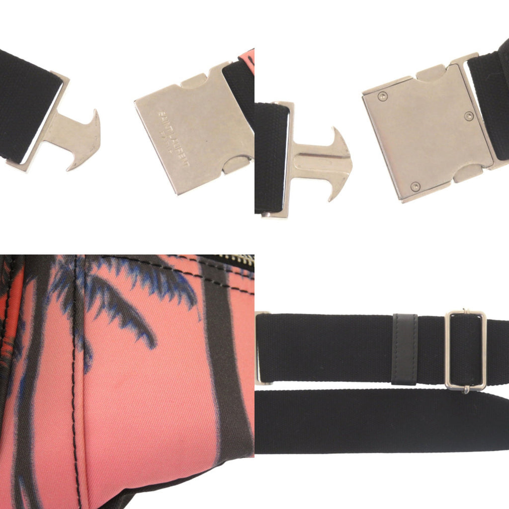 Excellent condition Saint Laurent Paris palm tree print 581375 nylon pink and orange body bag 0529