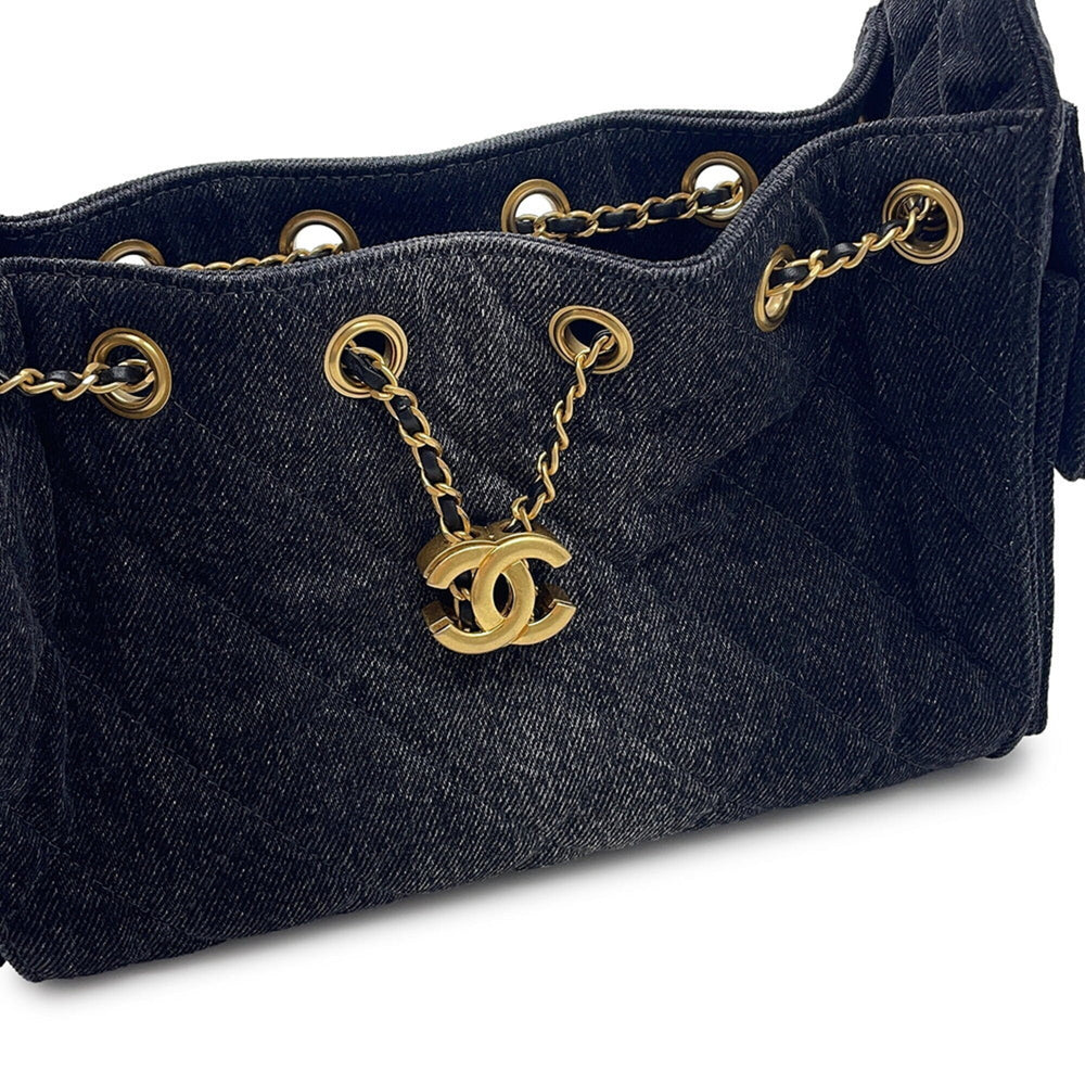 Chanel Chain Shoulder Bag CHANEL25 Mini Coco Mark Denim AS5631 CHANEL Black Handbag Women's — Like New
