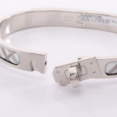 Hermes Mini Click Kelly PM Honage Tartan et Chaine Bangle Accessory, Stainless Steel Enamel, Women's, Silver/White — New - Store Return