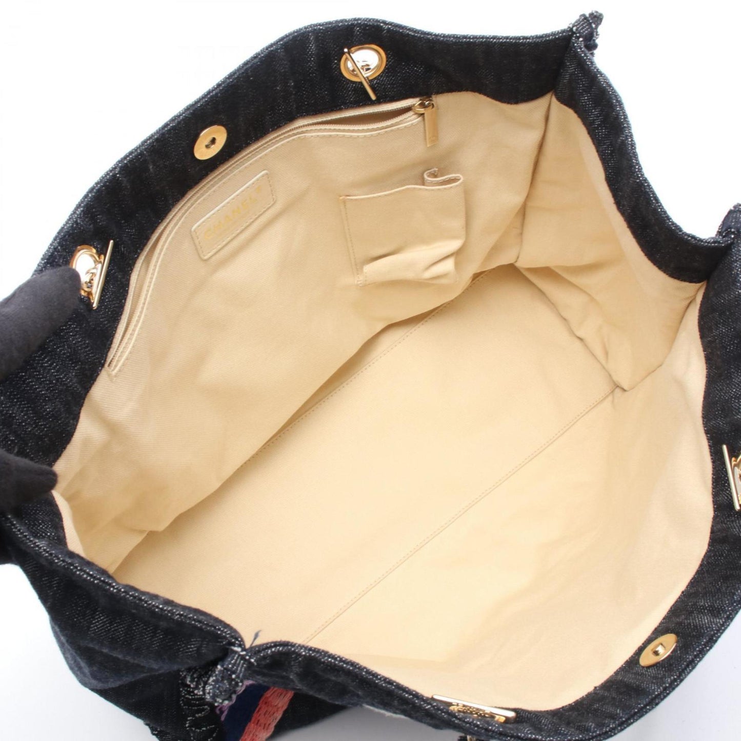 Chanel Night Flight Tote Bag, Denim, Women's, Navy, Multicolor, A31932