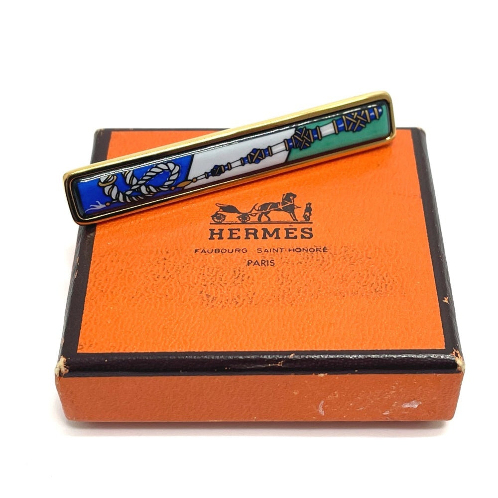 HERMES Hermes Takayaki enamel pin tuck brooch metal ladies gold — Like New