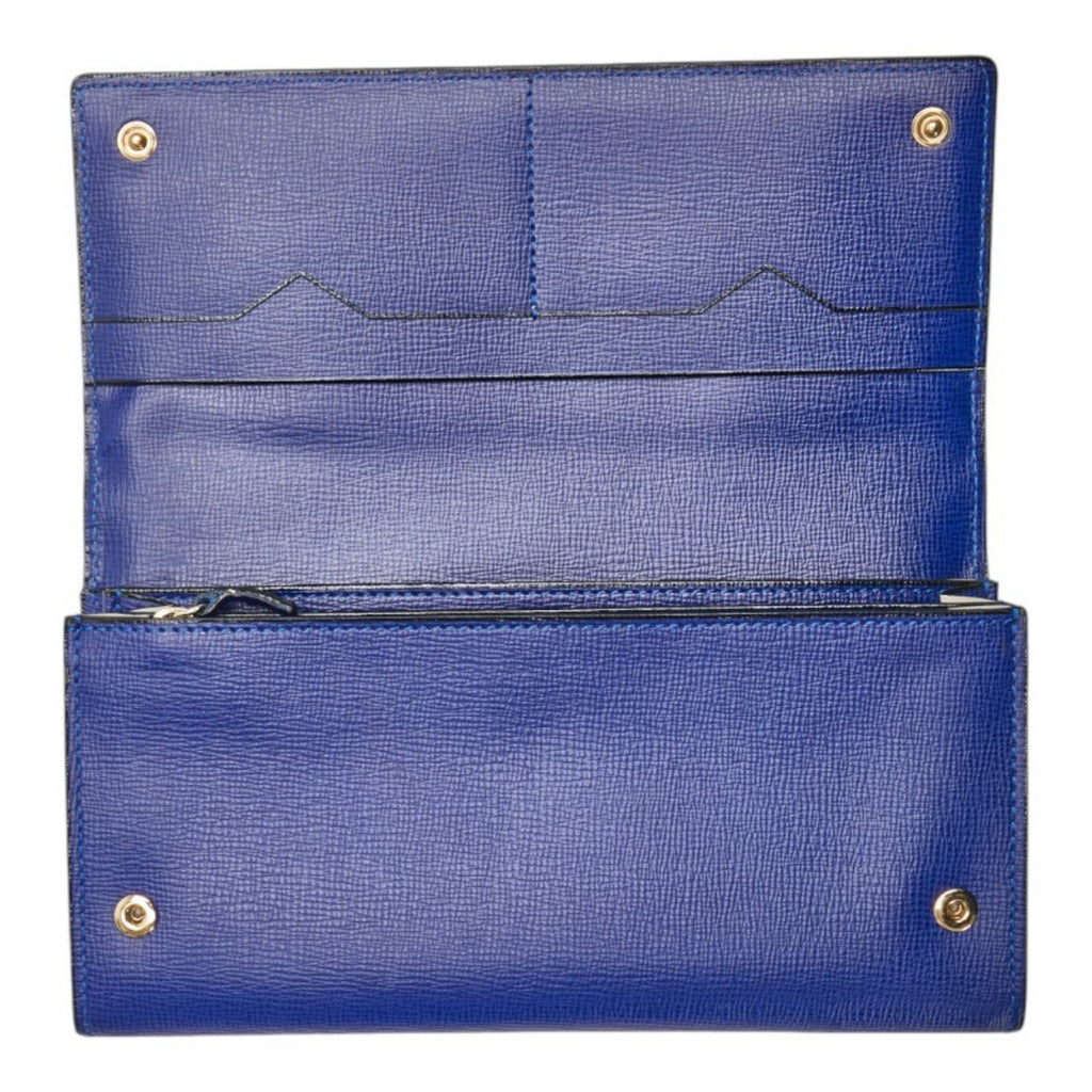 Valextra Men's Blue Leather Long Wallet