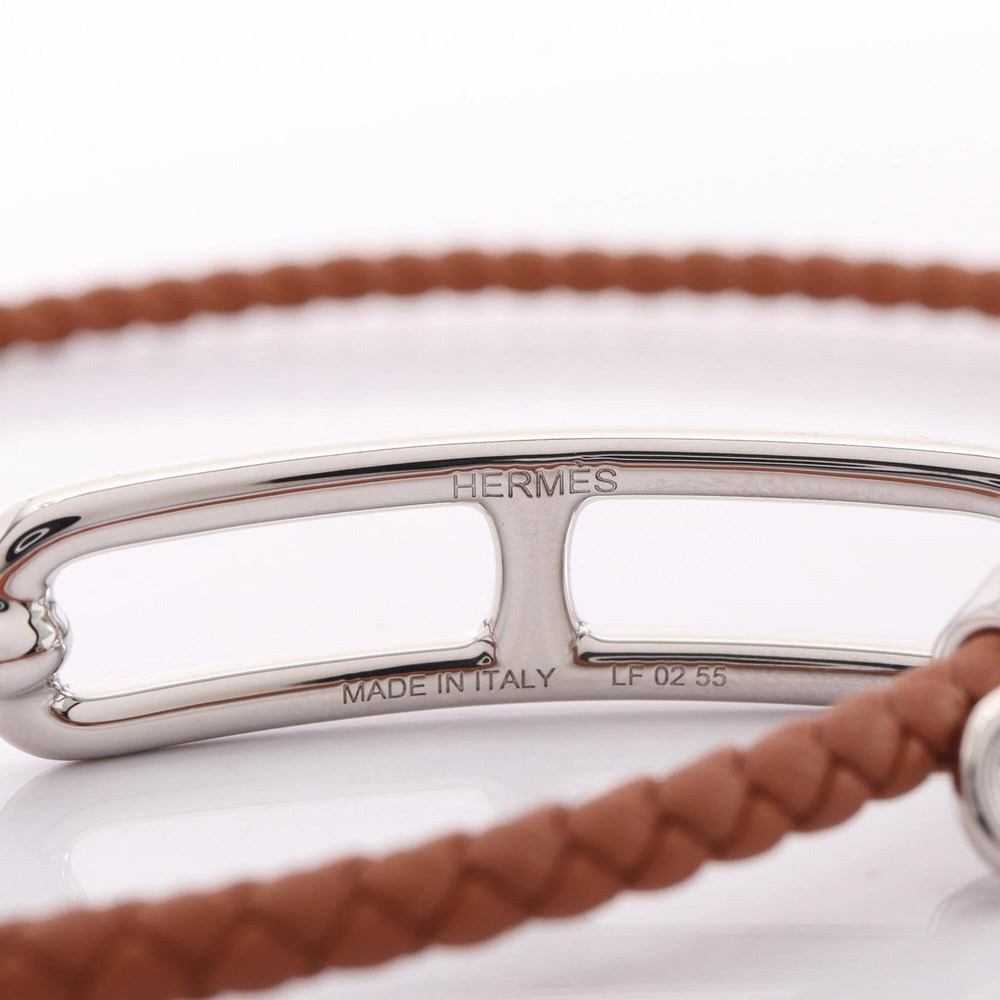 Hermes HERMES Roulis Double Tour Bracelet Accessory Stainless Steel Veau Swift Leather Women's Brown Silver — New - Store Return