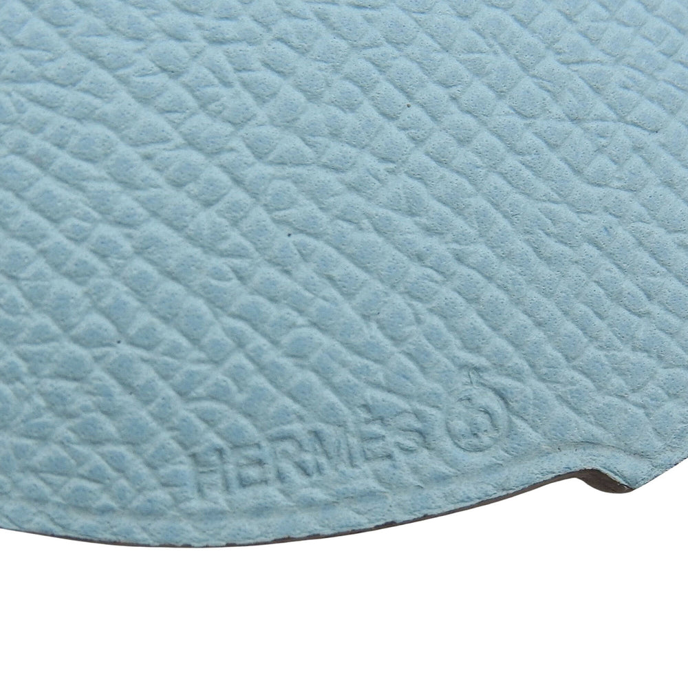 HERMES Petit H Teapot Leather Bag Charm, Light Blue & Black Bicolor, Women's — Like New