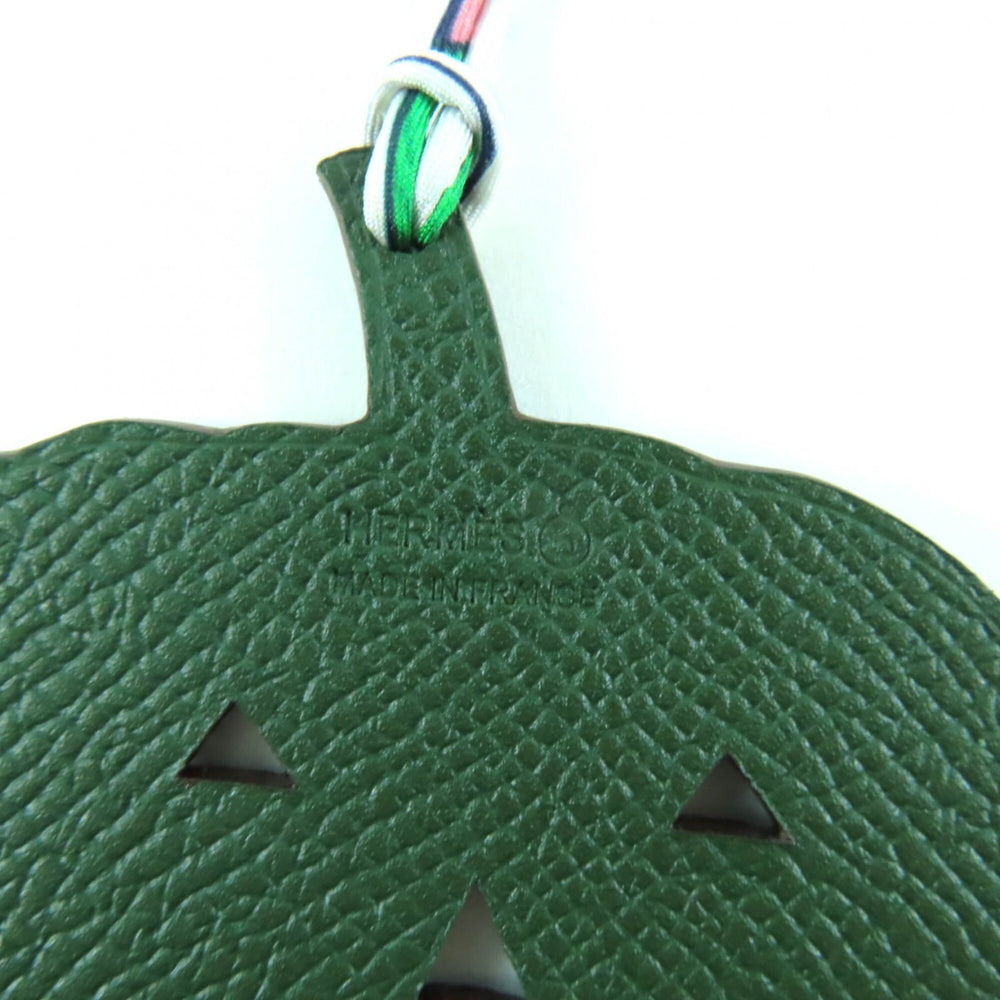 HERMES Petit H Charm, Blue Green Togo Leather, Pumpkin Pattern, Made in France, Women's Bag Charm — Like New