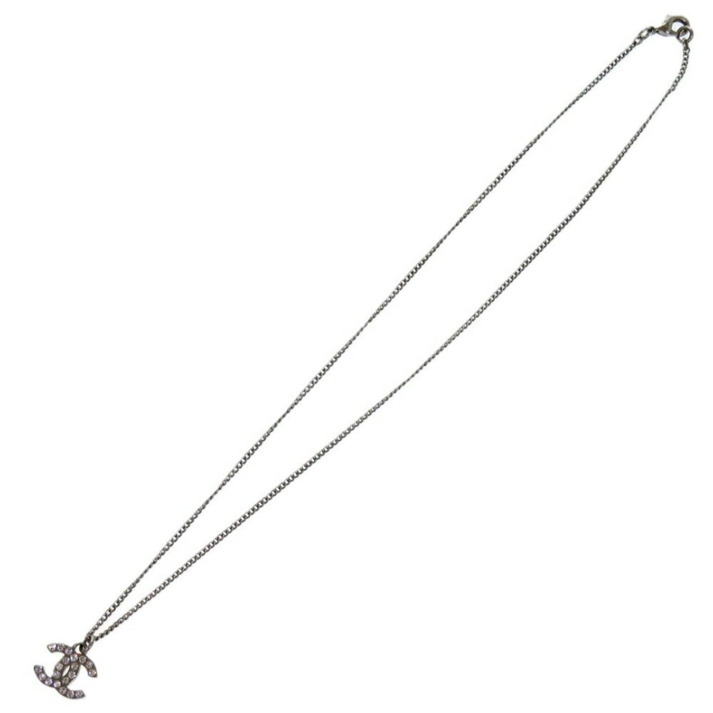 Chanel Coco Mark A28942 Metal Rhinestone Silver 0834 Necklace CHANEL