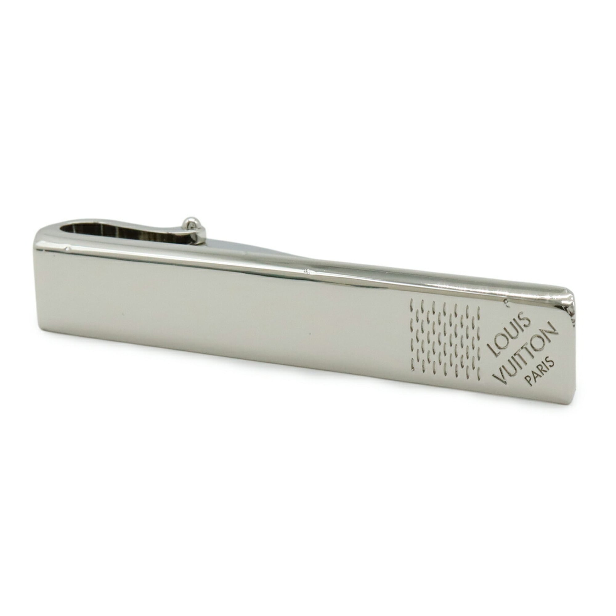 LOUIS VUITTON Louis Vuitton Panse Cravate Damier Tie Clip, Steel and Silver, M61976 — Like New