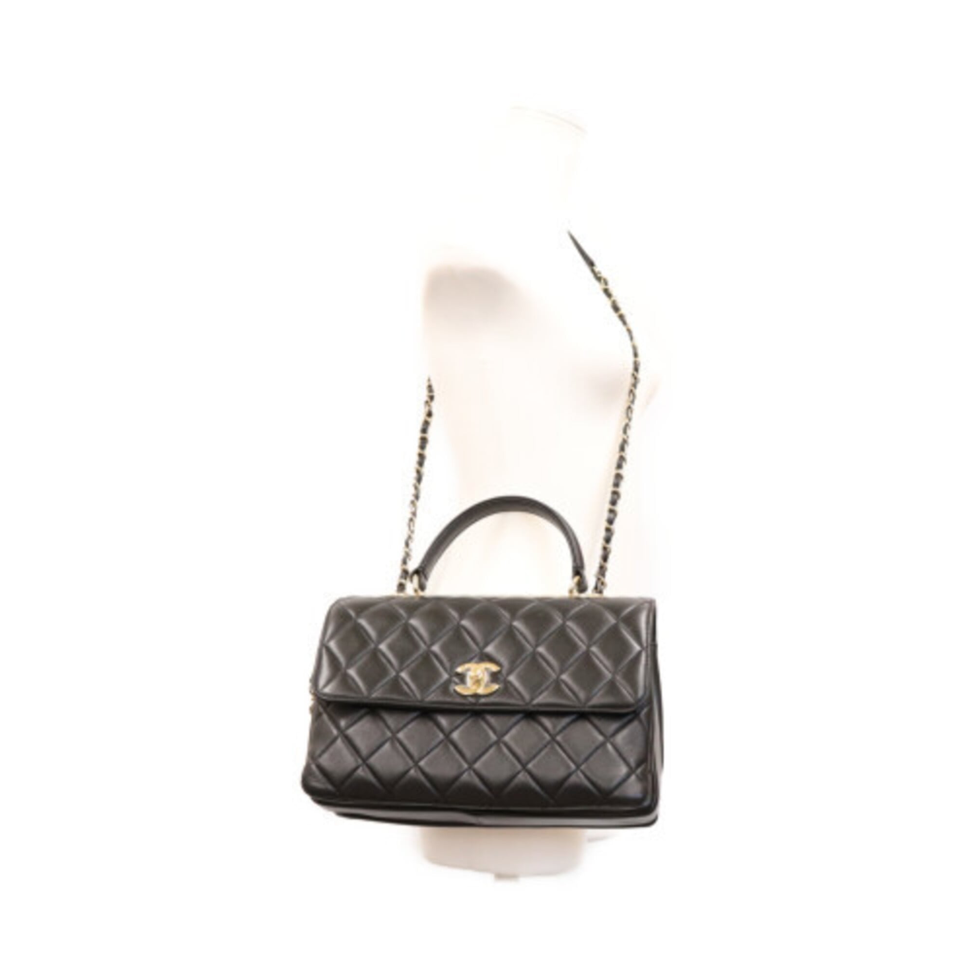 CHANEL A69923 Black Lambskin Gold Hardware Trendy CC Large 2-Way Shoulder Bag (Women's) — Like New