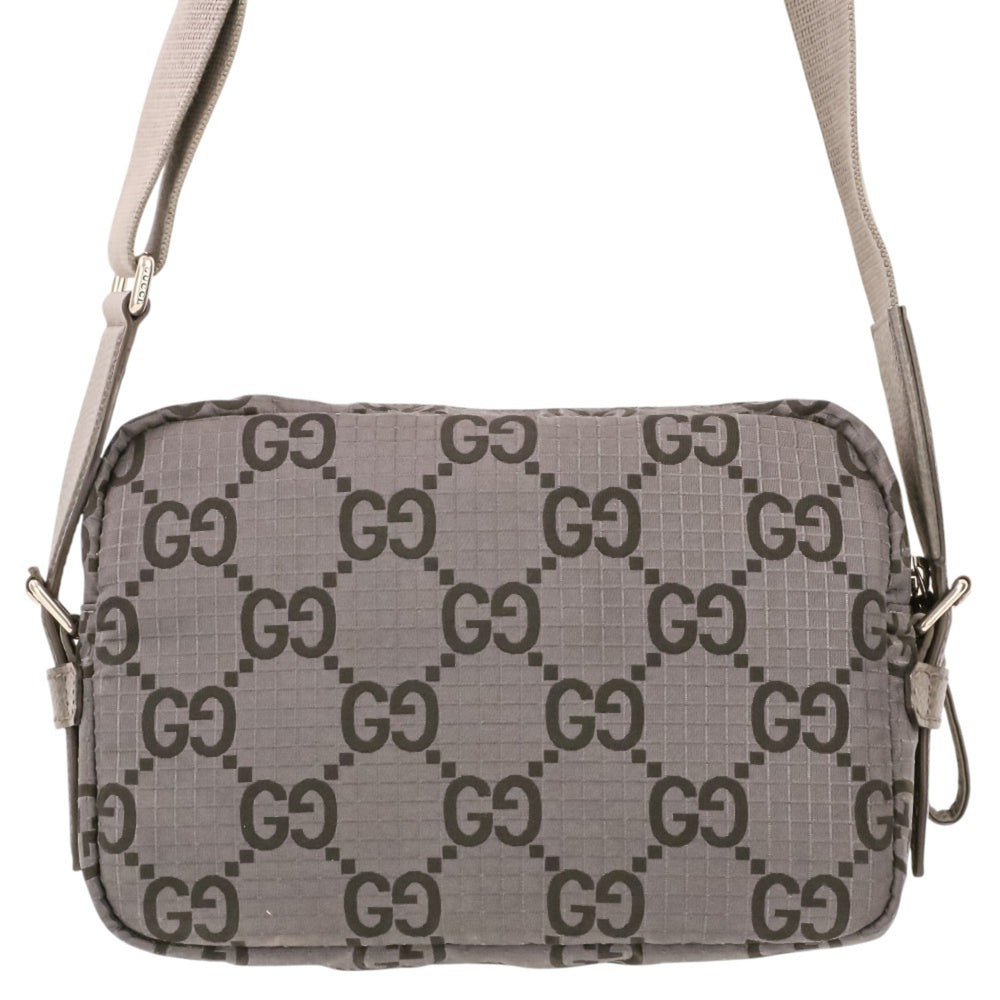 GUCCI ECONYLON GG Polyester Shoulder Bag, Medium, 767931 520981, Gray, Men's/Women's — Like New