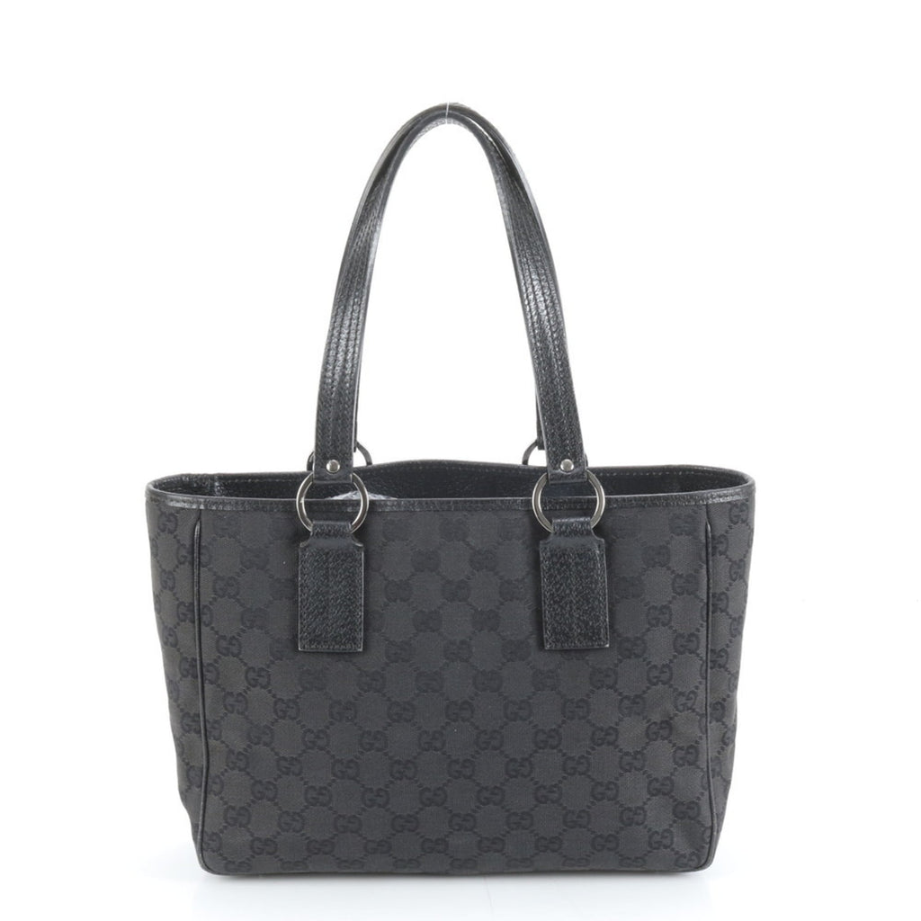 Gucci GG Canvas 113019 Leather Tote Bag Shoulder Handbag Black Women's