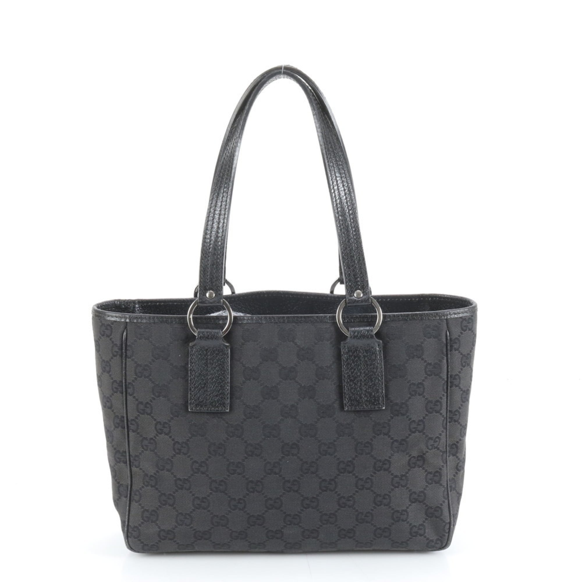 Gucci GG Canvas 113019 Leather Tote Bag Shoulder Handbag Black Women's