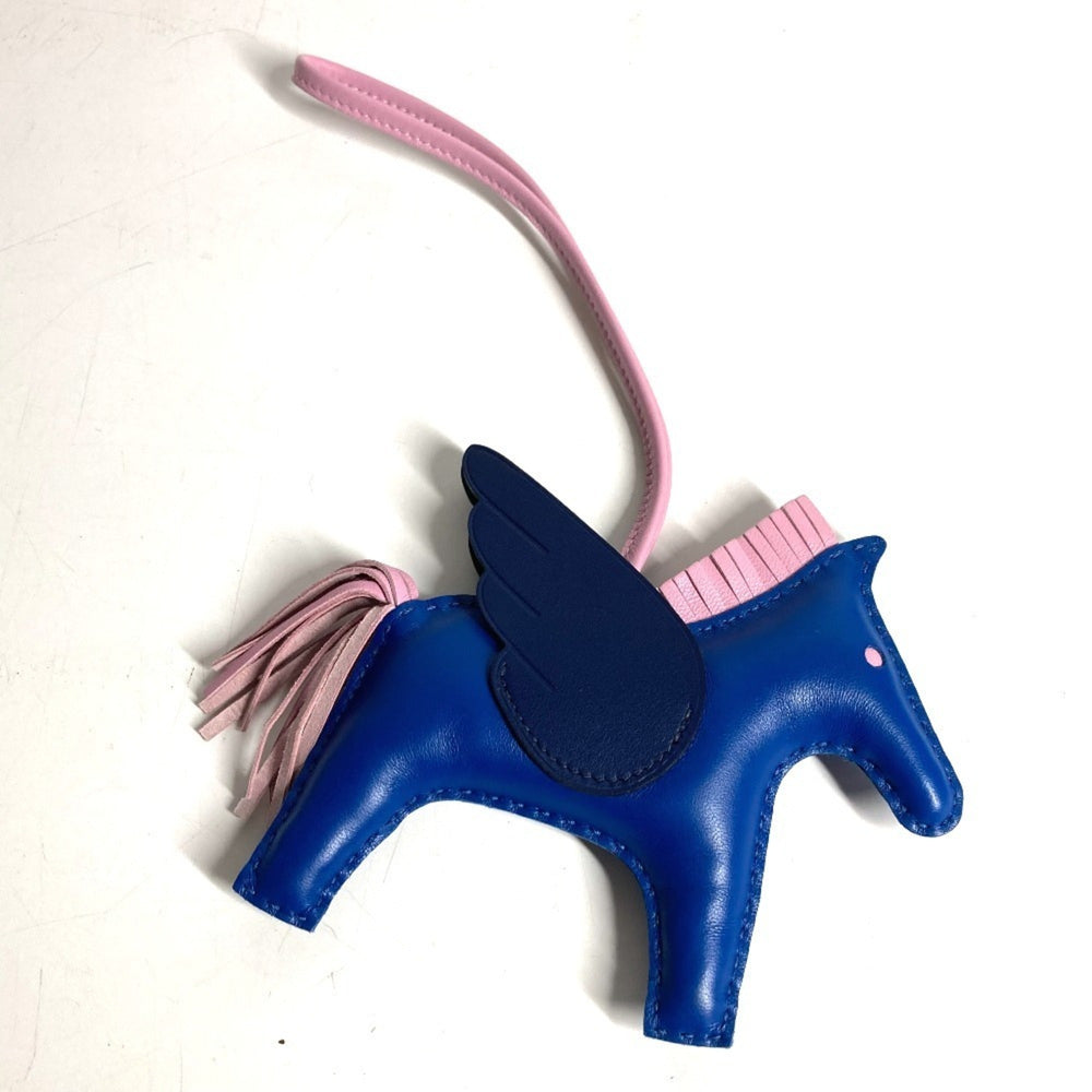 HERMES Hermes Horse Keychain Cheval Rodeo Pegasus MM Accessory Bag Charm Agneau Milo Men's Women's Blue Like New — Like New