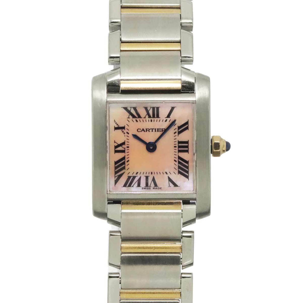 Cartier Tank Francaise SM Two-Tone W51027Q4 Women's Watch Pink Shell 18KPG Gold Quartz — Very Good