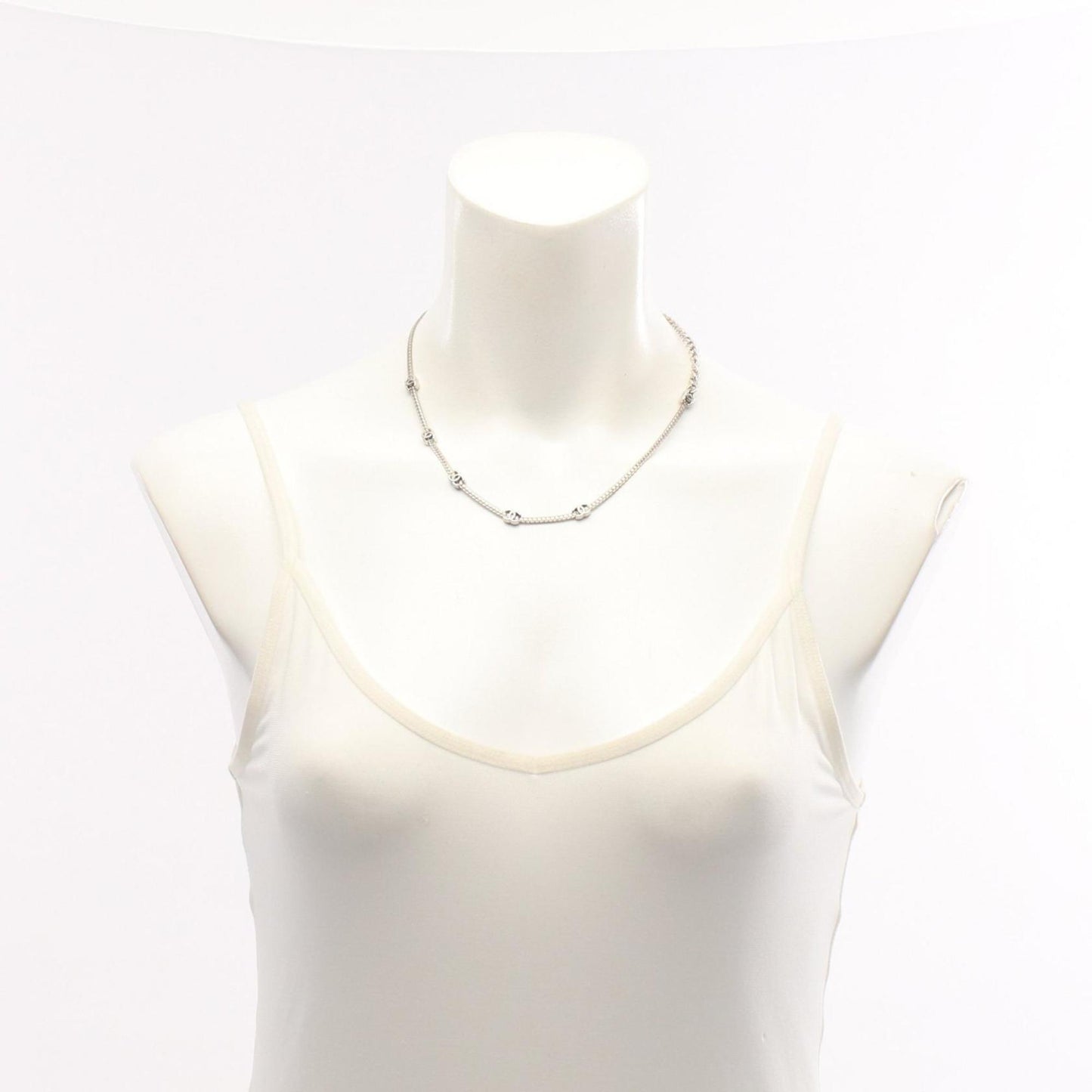 CHANEL Coco Mark Necklace, Stainless Steel, Women's, Silver