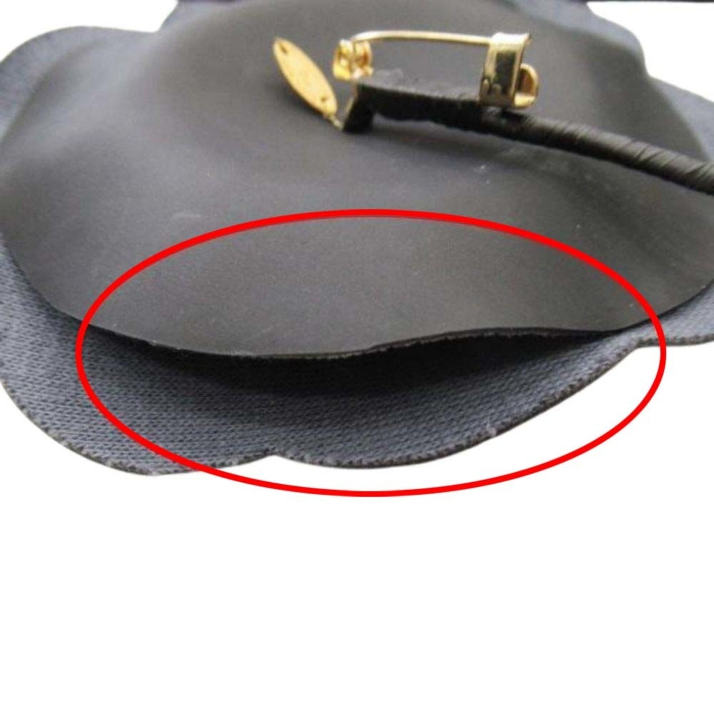 CHANEL Camellia Leather Corsage Brooch Formal Accessory Black Women's