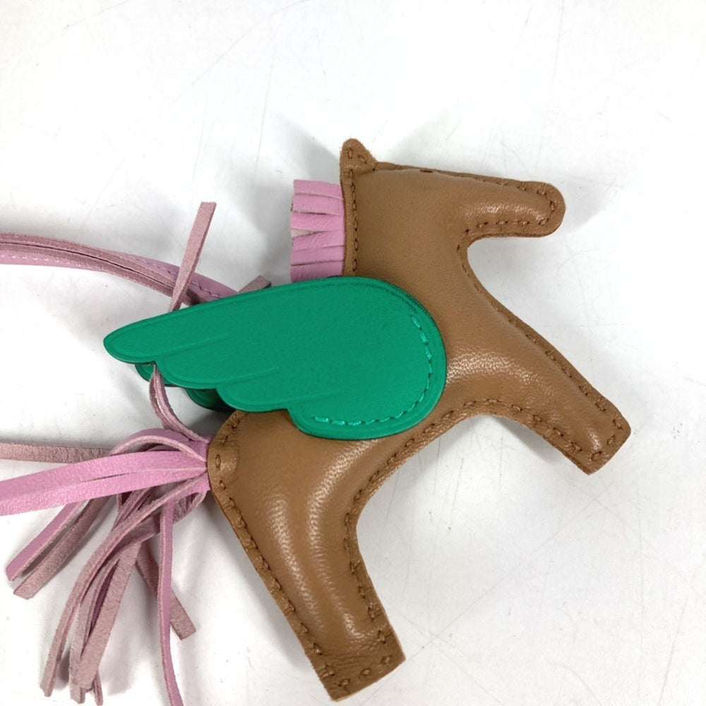 HERMES Hermes Horse Keychain Cheval Rodeo Pegasus PM Accessory Bag Charm Agneau Milo Men's Women's Pink Like New — Like New