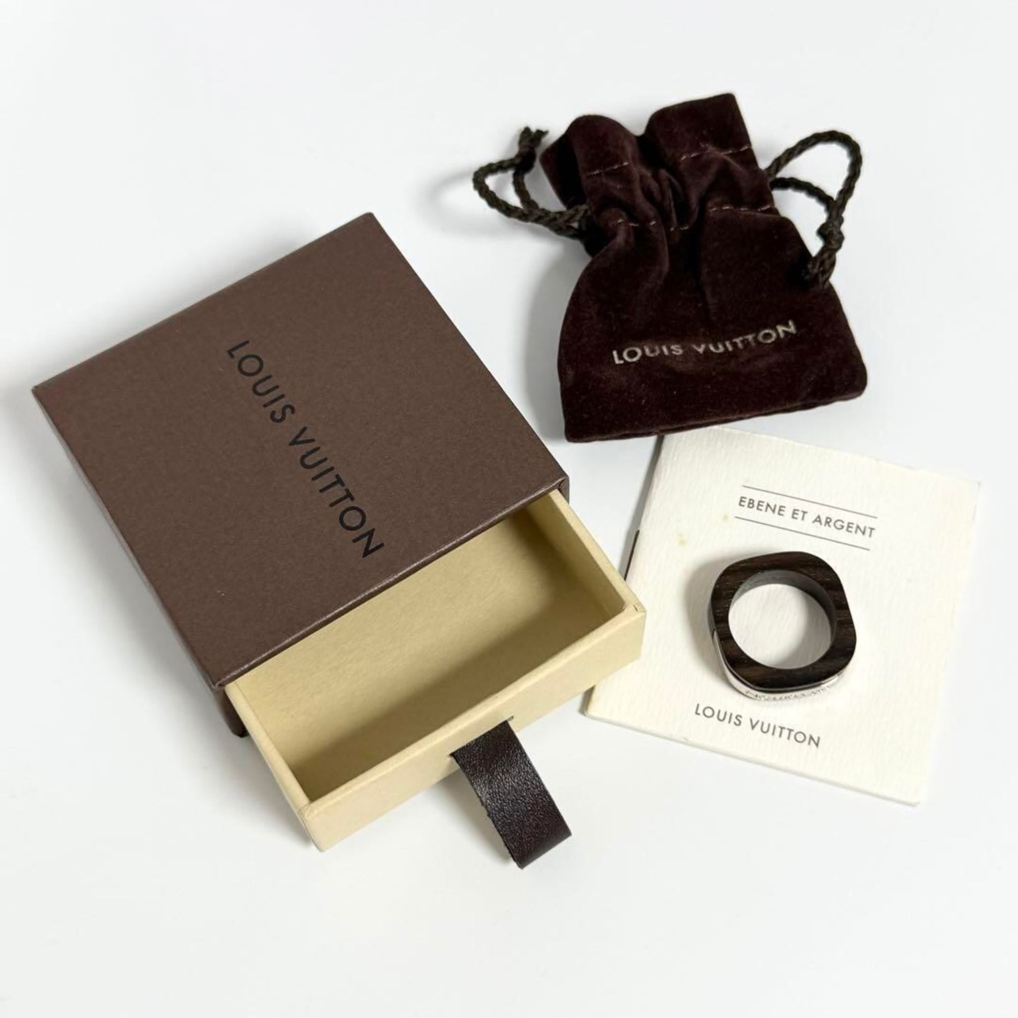 Louis Vuitton Men's Wood and Metal Square Ring — Like New