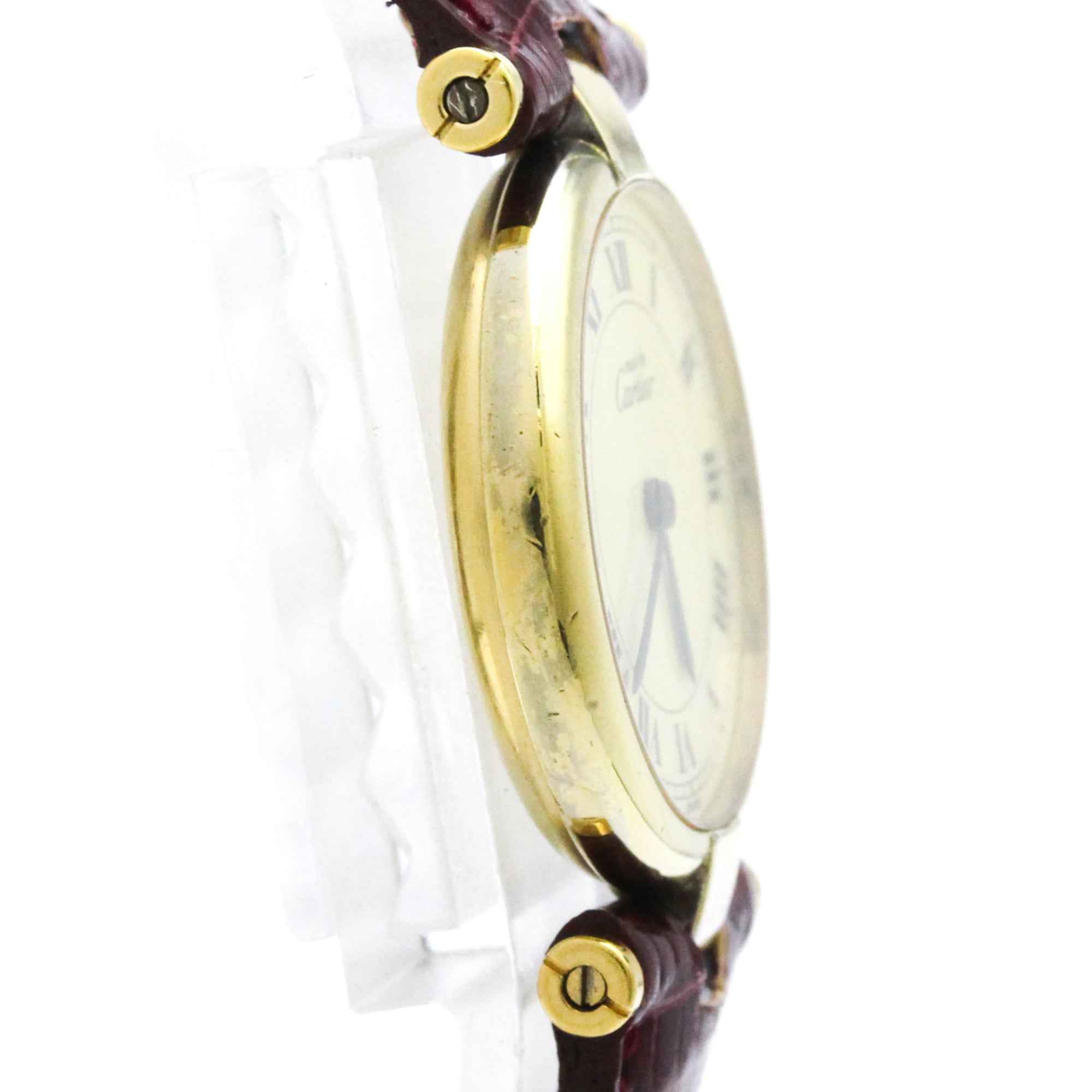 CARTIER Must Vendome Gold Plated Leather Quartz Ladies Watch — Good